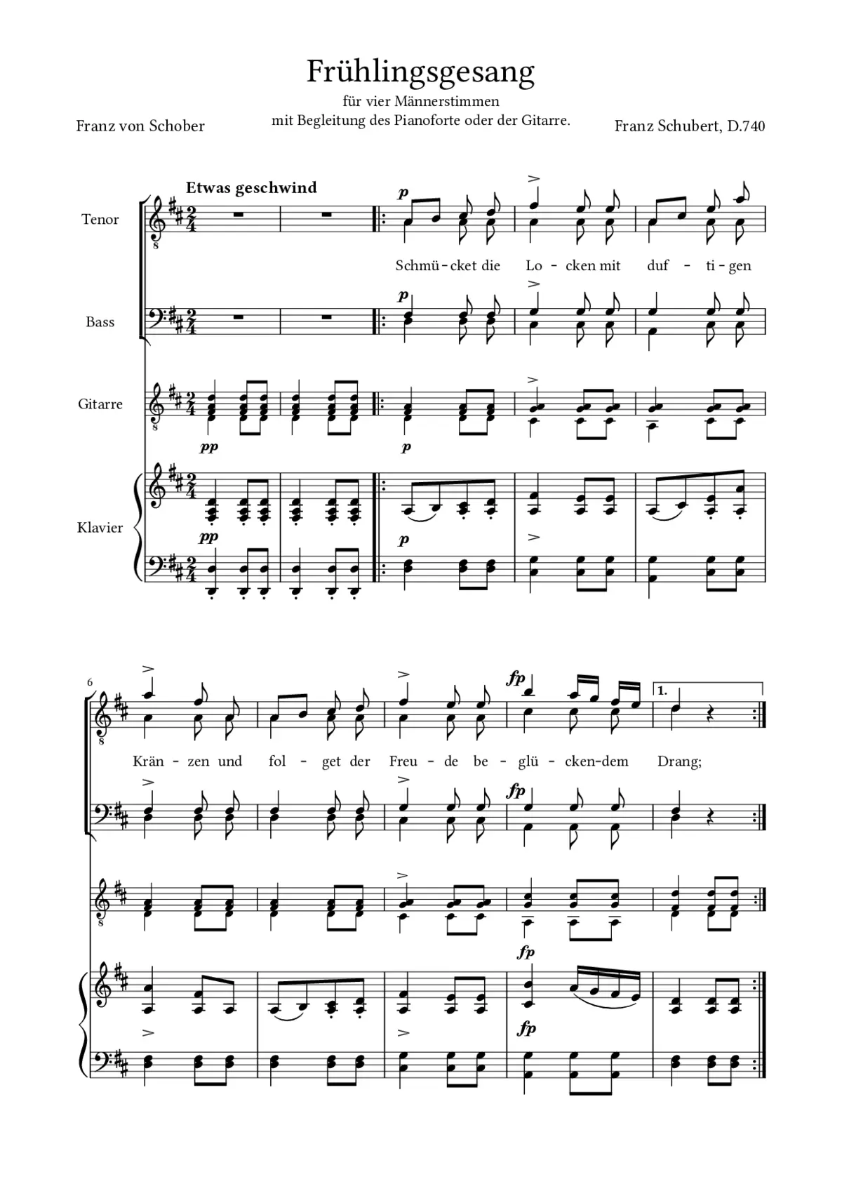 Frühlingsgesang, D.740 - Page 1