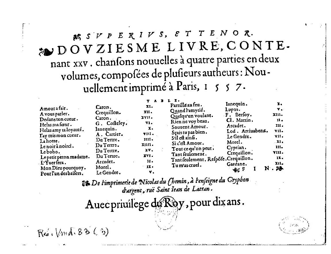 25 Chansons nouvelles, Livre 12 - Page 1