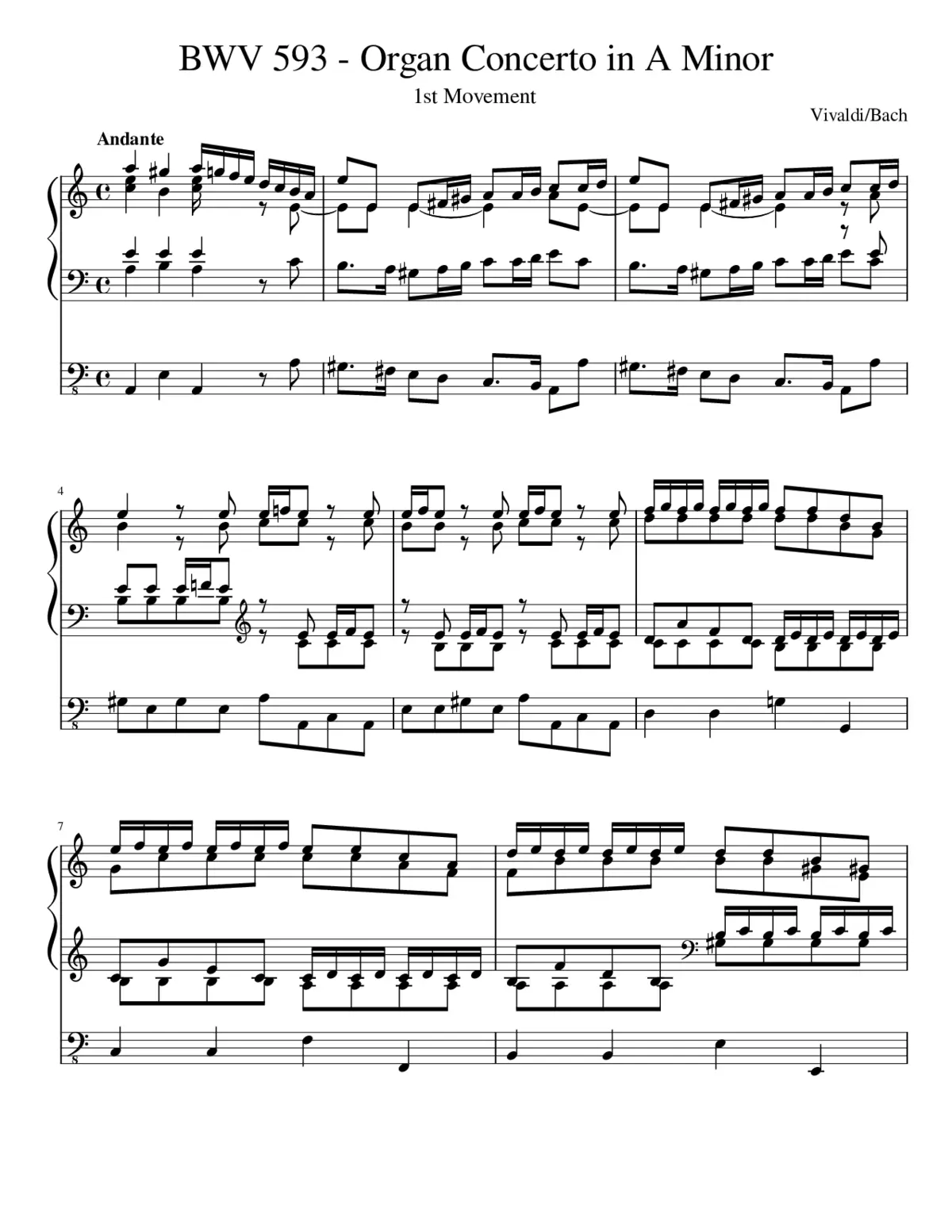 Organ Concerto in A minor BWV 593 - Page 1