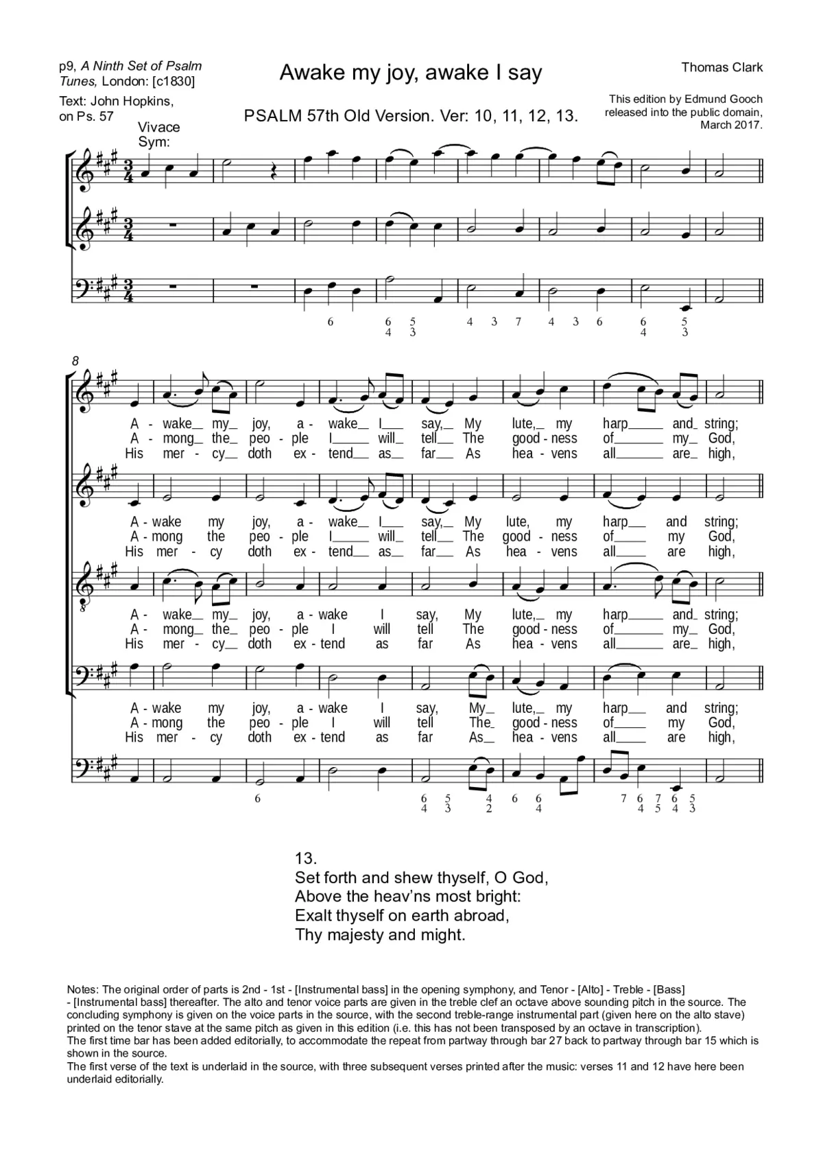 Awake my joy, awake I say (from A Ninth Set of Psalm Tunes) - Page 1