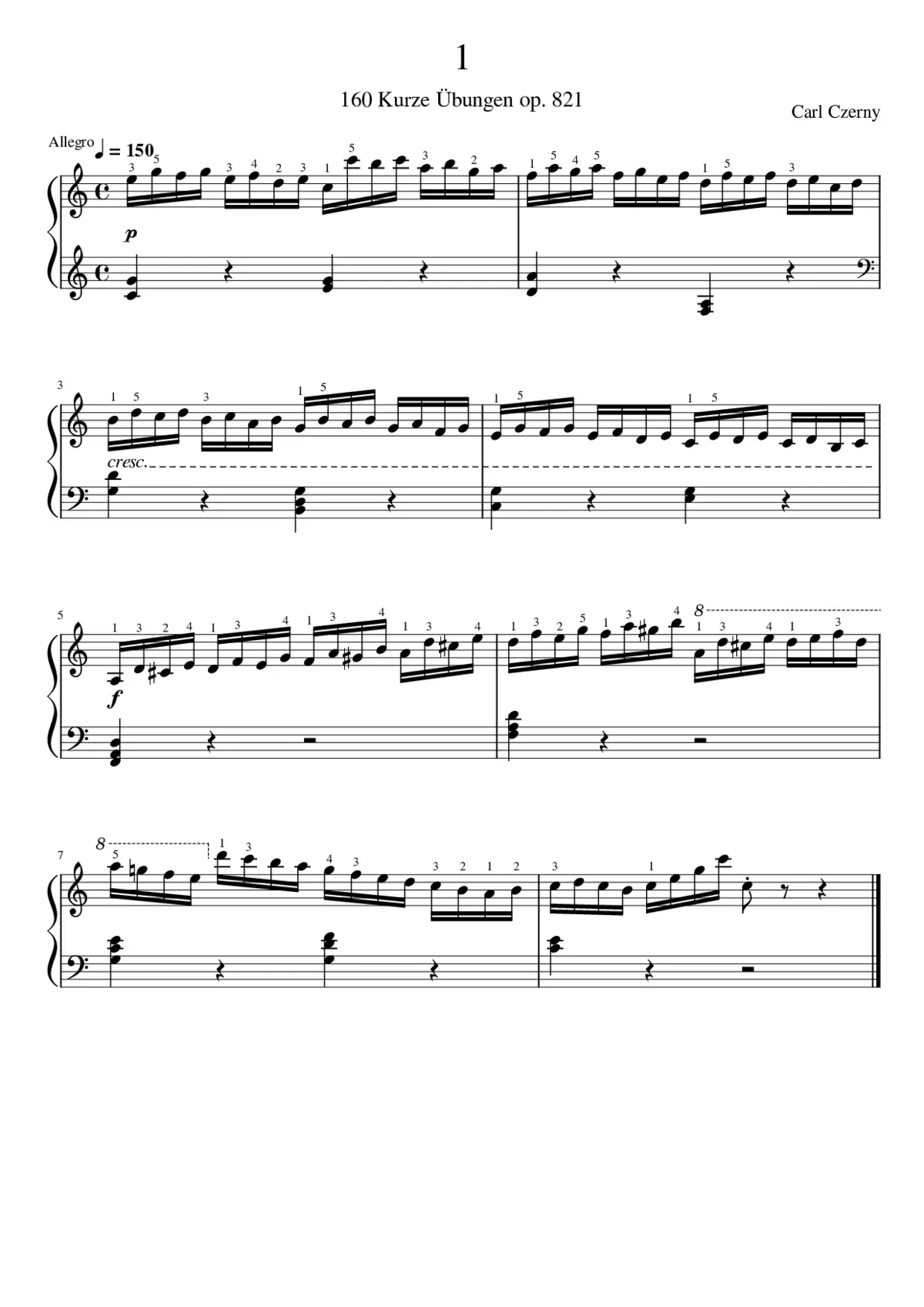 160 Kurze Übungen Op.821 - Page 1