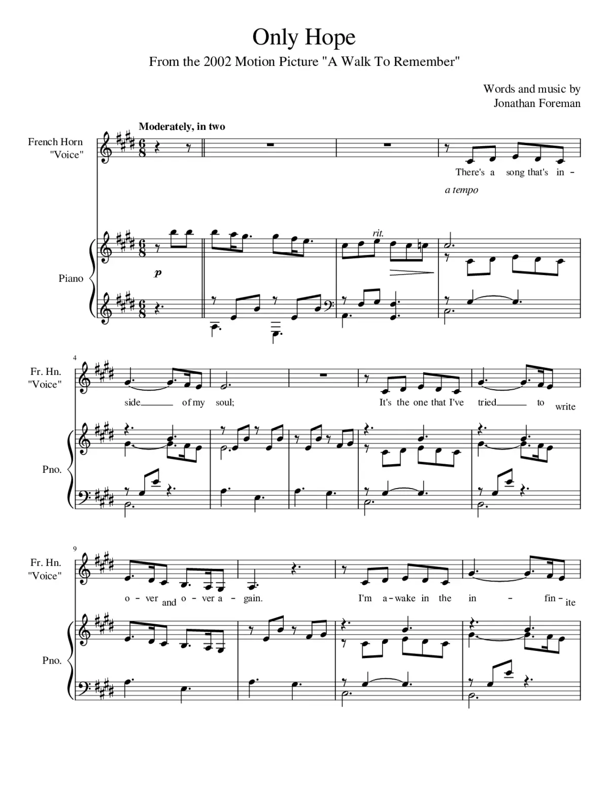 a walk to remember - Only Hope - Page 1