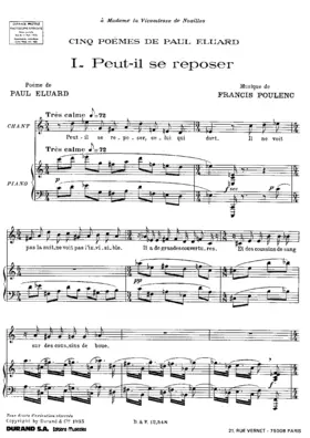 Cinq poèmes de Paul Éluard