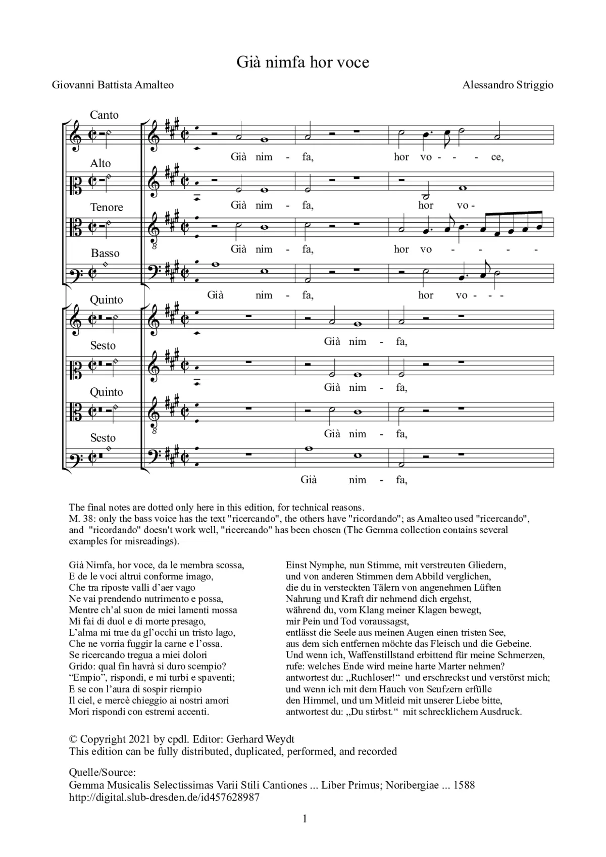 Già nimfa hor voce - Page 1