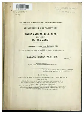 Introduction and Variations on 'Twere Vain to Tell Thee