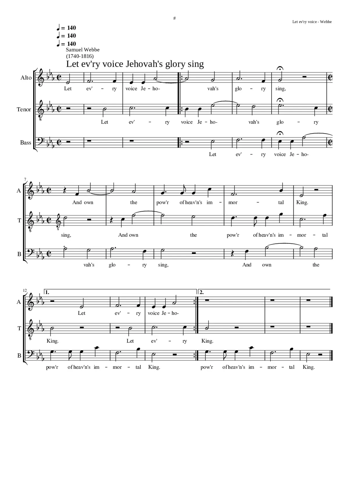 Let ev'ry voice Jehovah's glory sing - Page 1