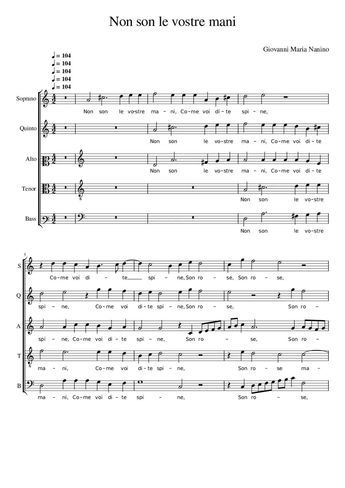 Non son le vostre mani - Page 1