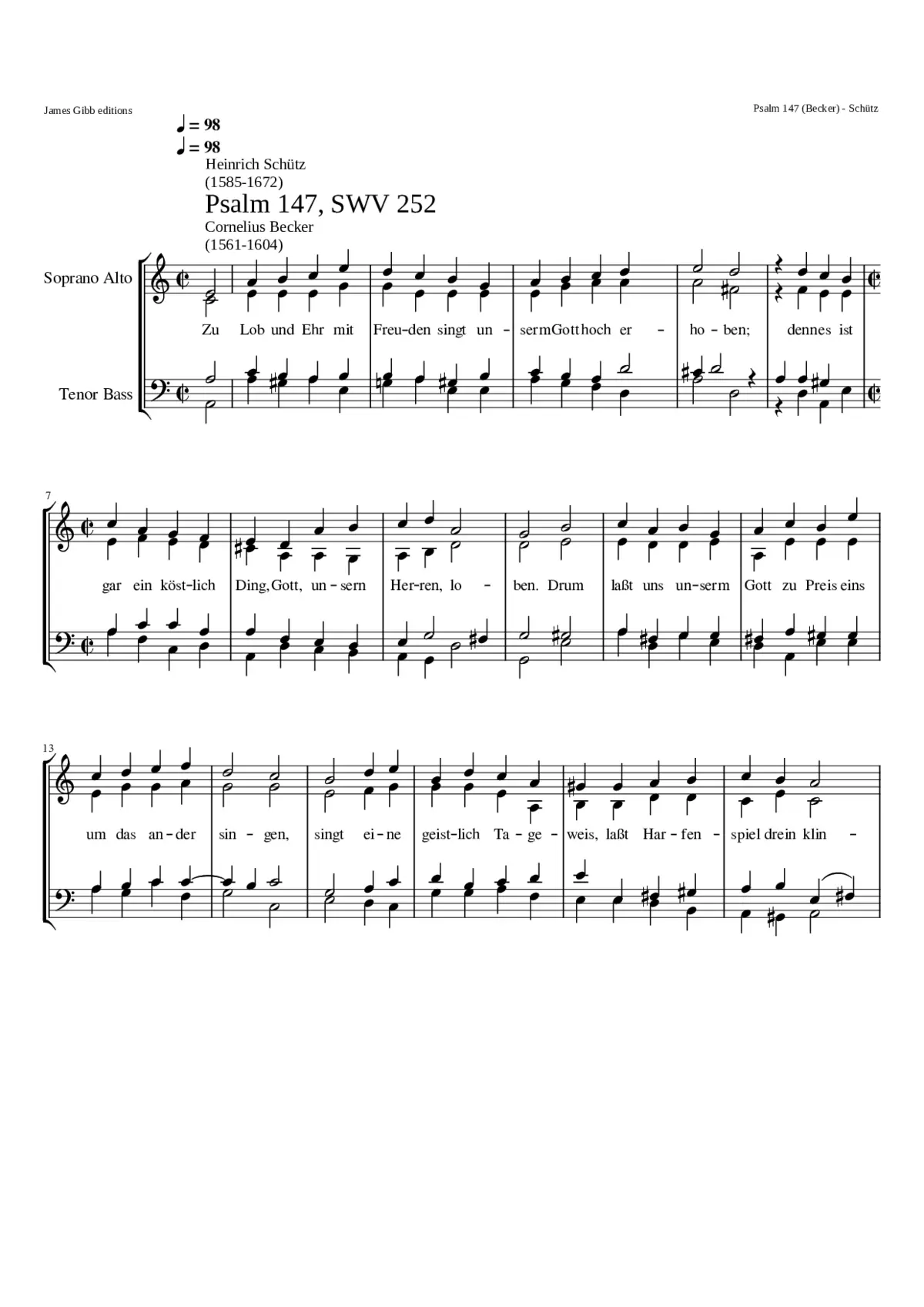 Zu Lob und Ehr mit Freuden singt SWV 252 - Page 1