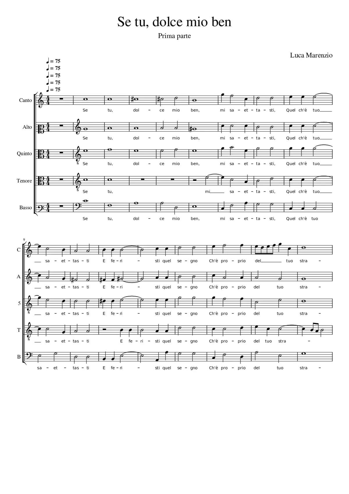 Se tu dolce mio ben - Page 1