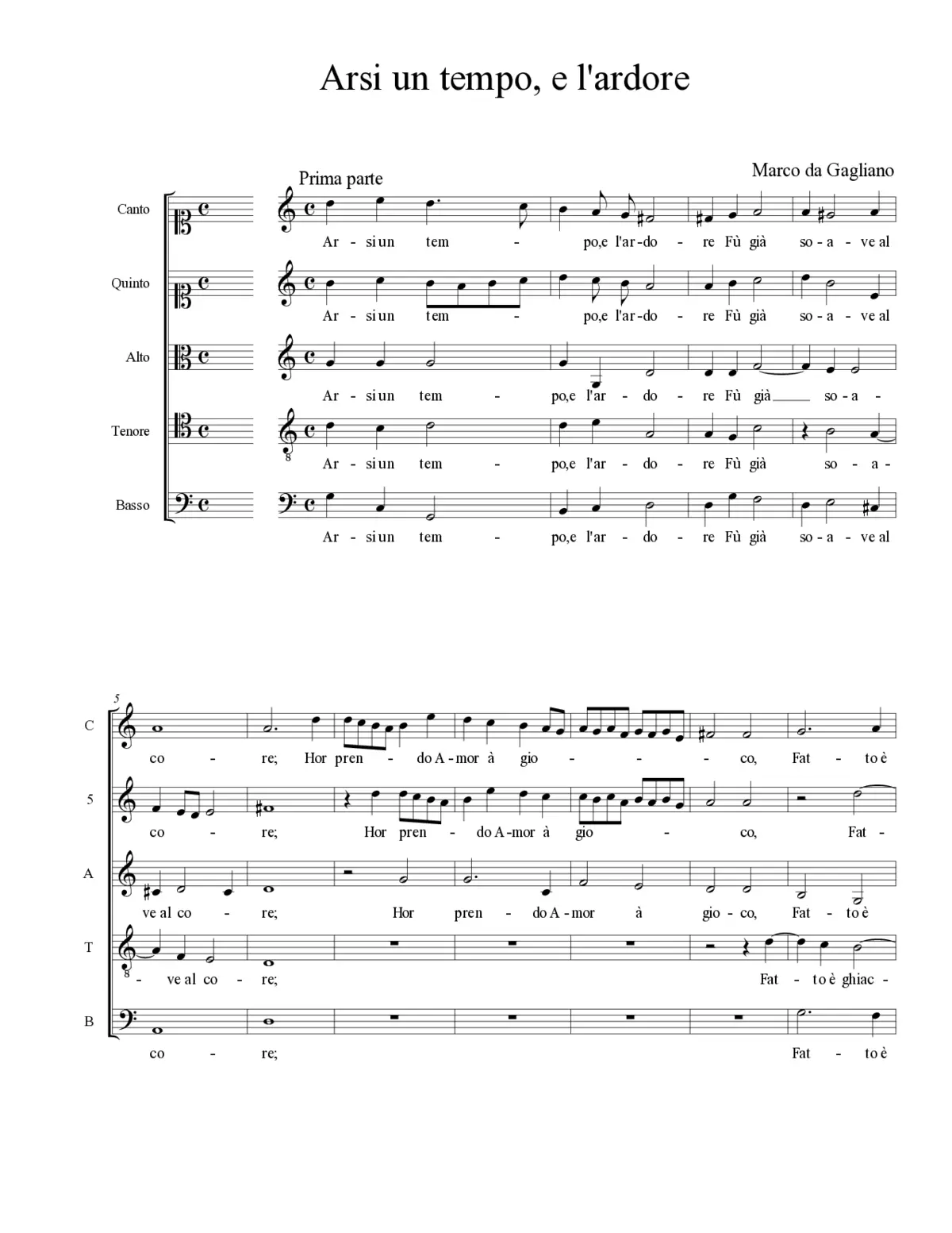 Arsi un tempo, e l'ardore - Page 1
