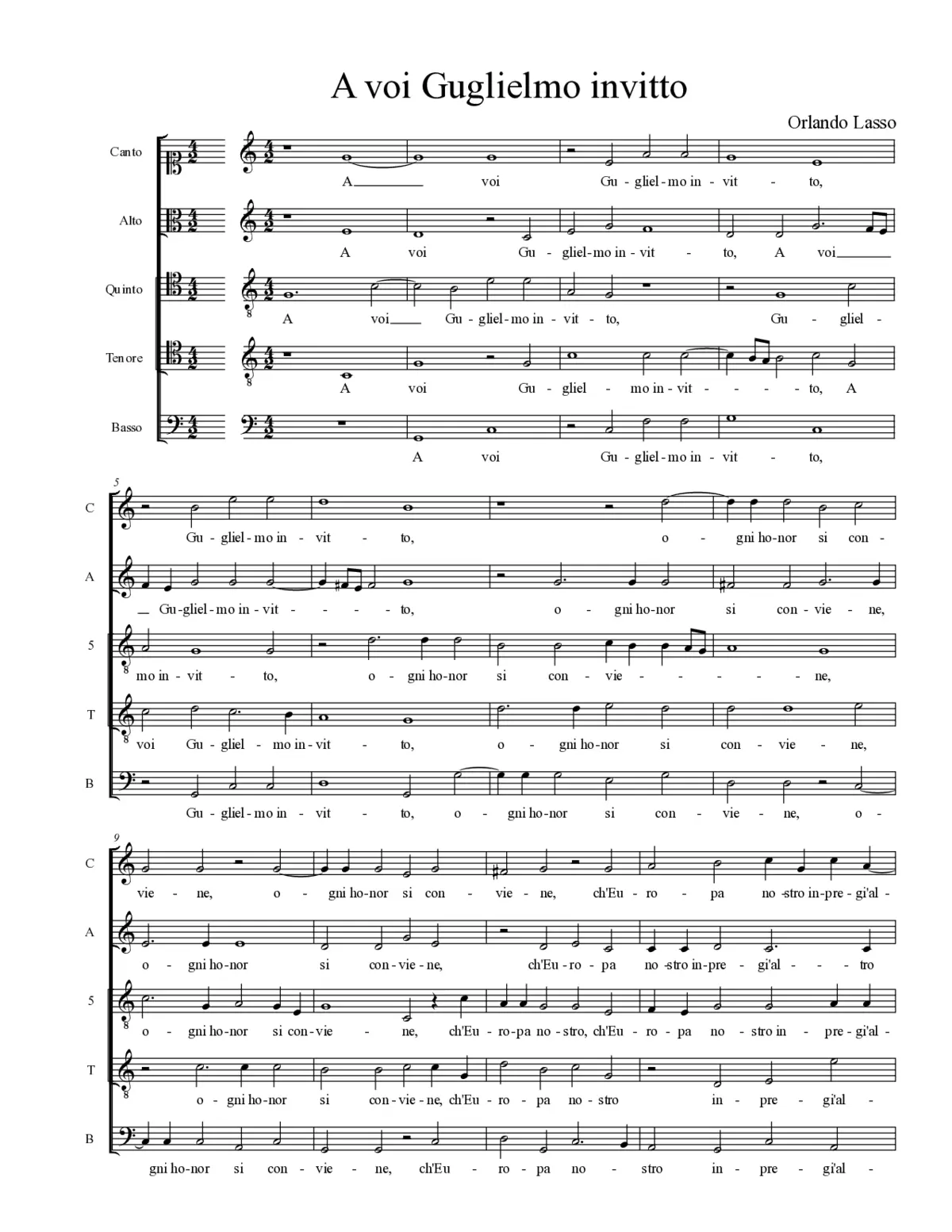 A voi Guglielmo invitto - Page 1