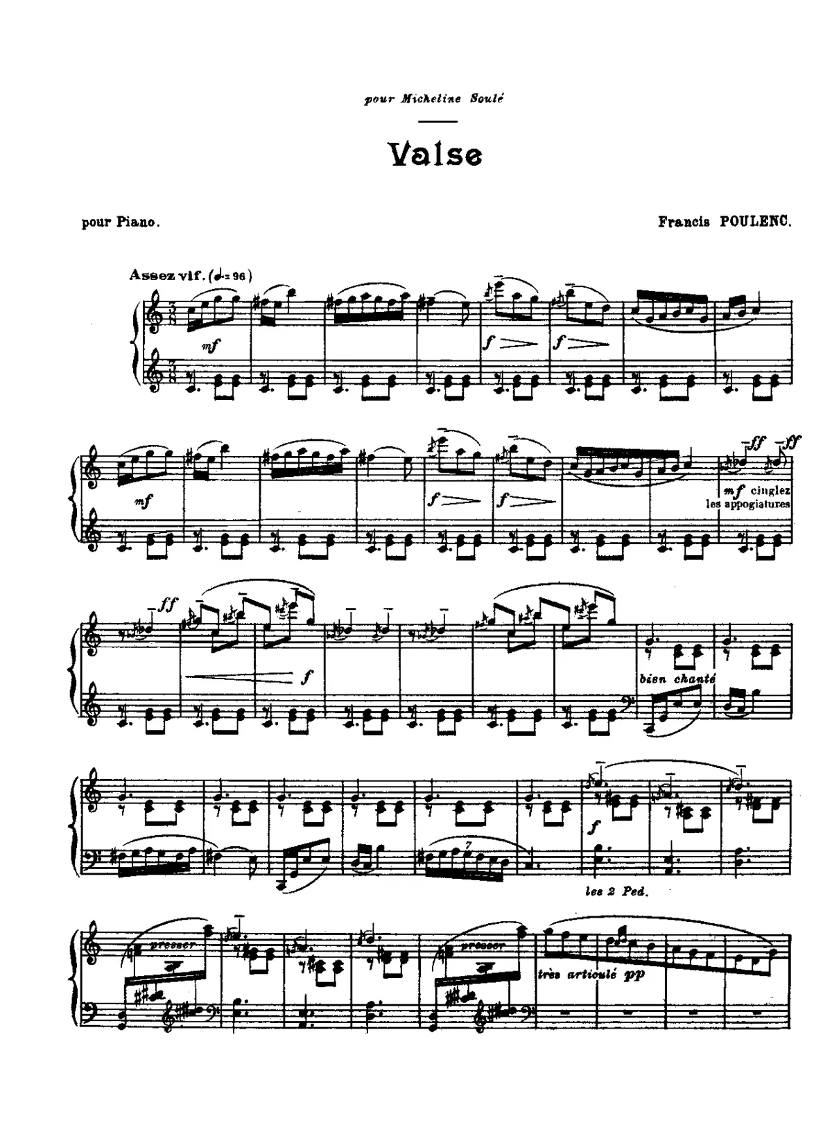 'Valse' for Album des Six - Page 1