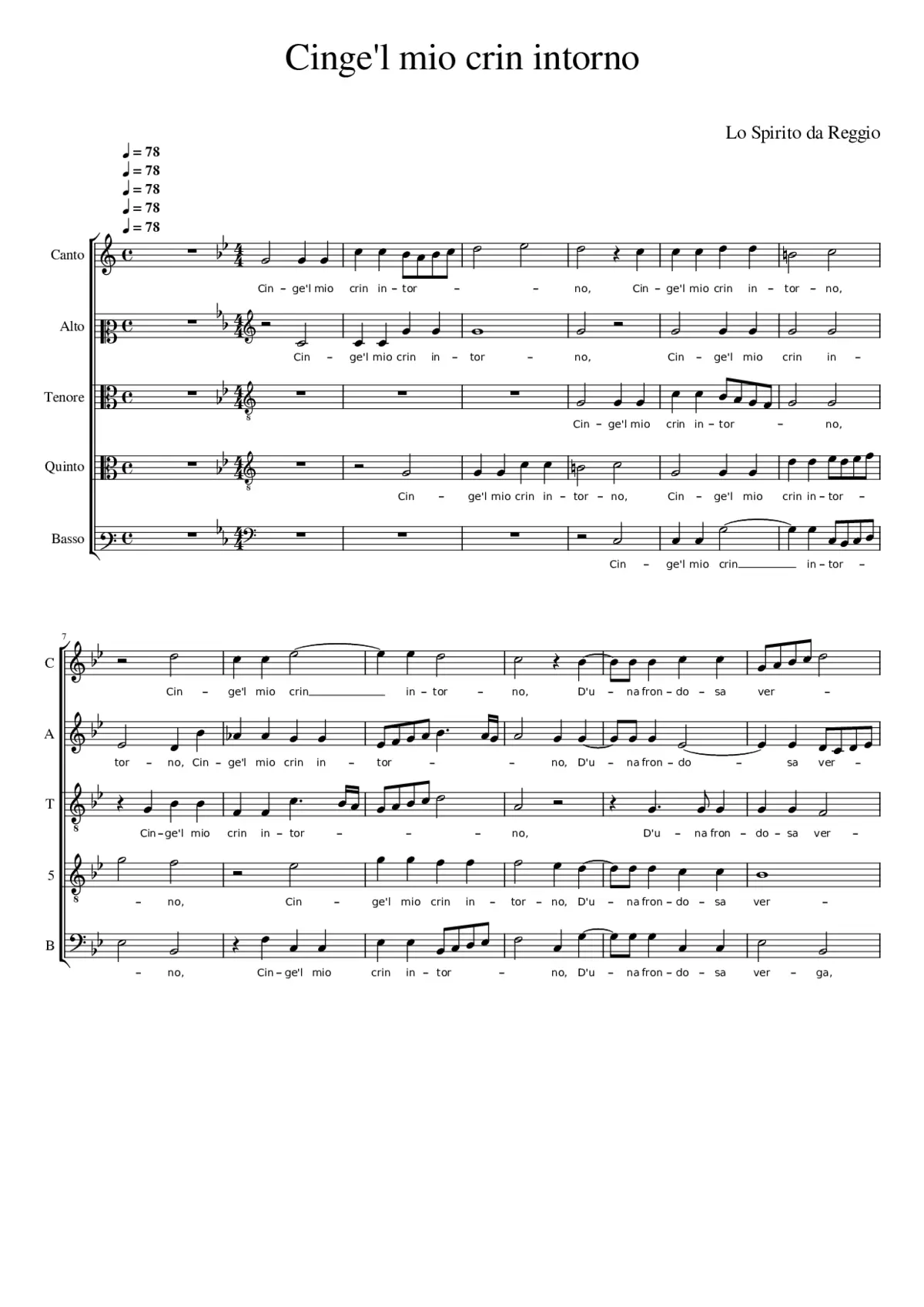 Cinge'l mio crin intorno - Page 1