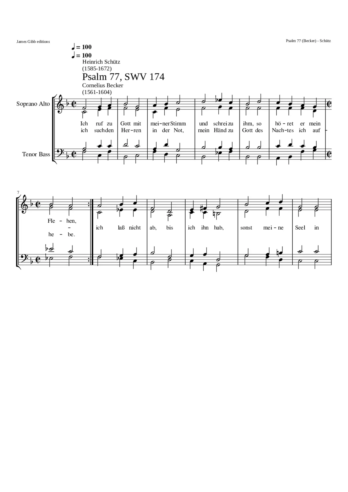 Ich ruf zu Gott mit meiner Stimm SWV 174 - Page 1
