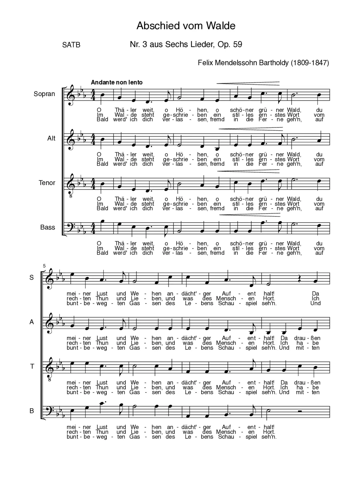 Abschied vom Walde, Op. 59, No. 3 - Page 1