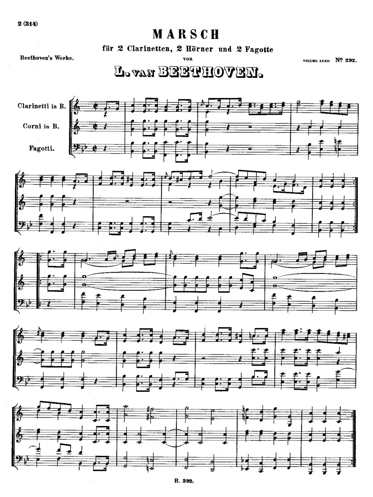 March for Wind Sextet in B-flat Major, WoO 29 - Page 1