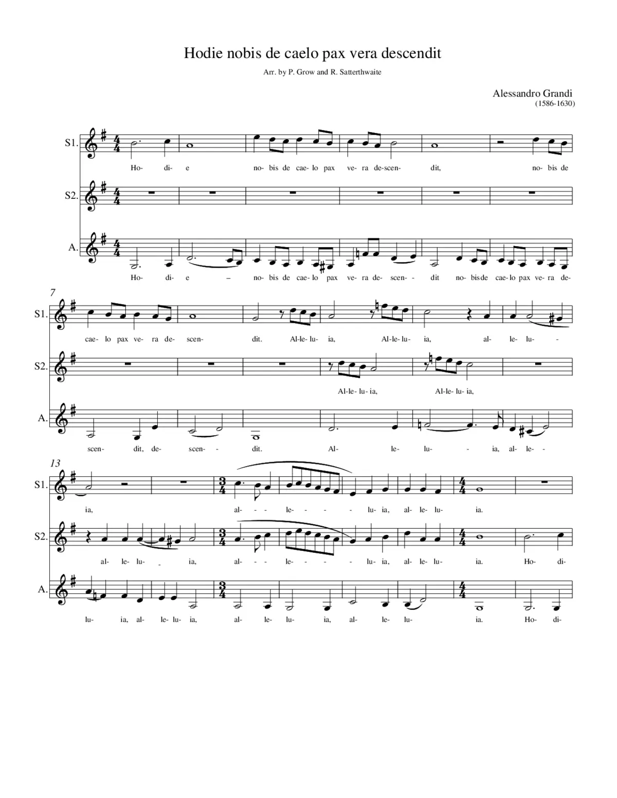 Hodie nobis de coelo pax vera descendit - Page 1