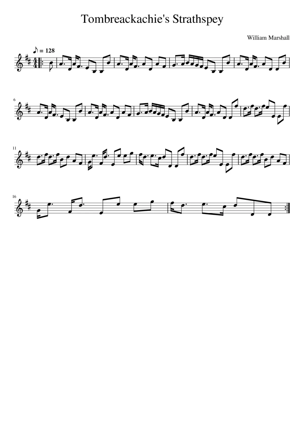 Tombreackachie's Strathspey - Page 1