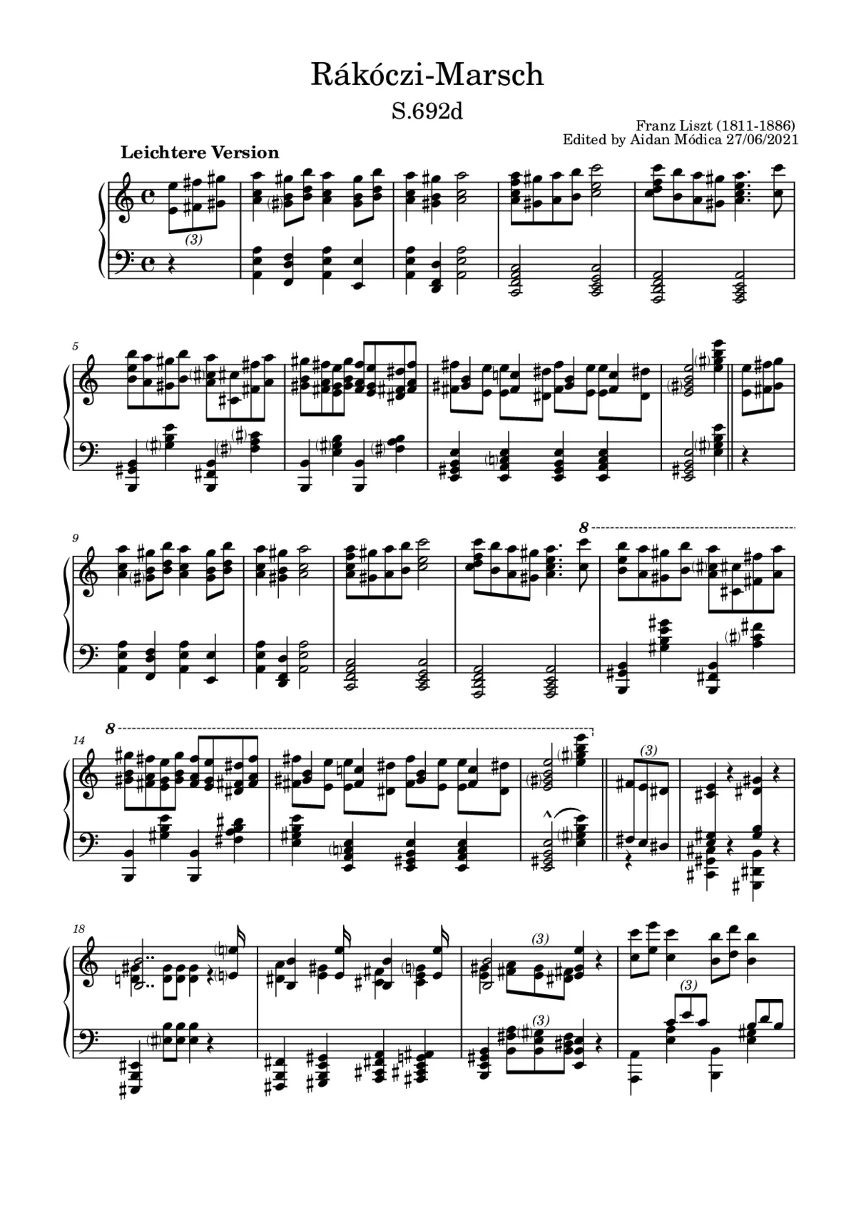 Rákóczi-Marsch, S.692d - Page 1