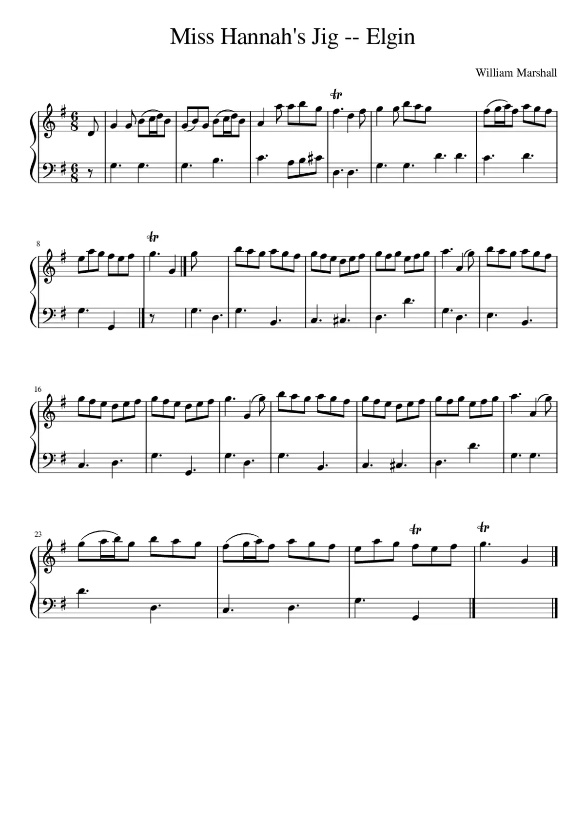 Miss Hannah's Jig -- Elgin - Page 1
