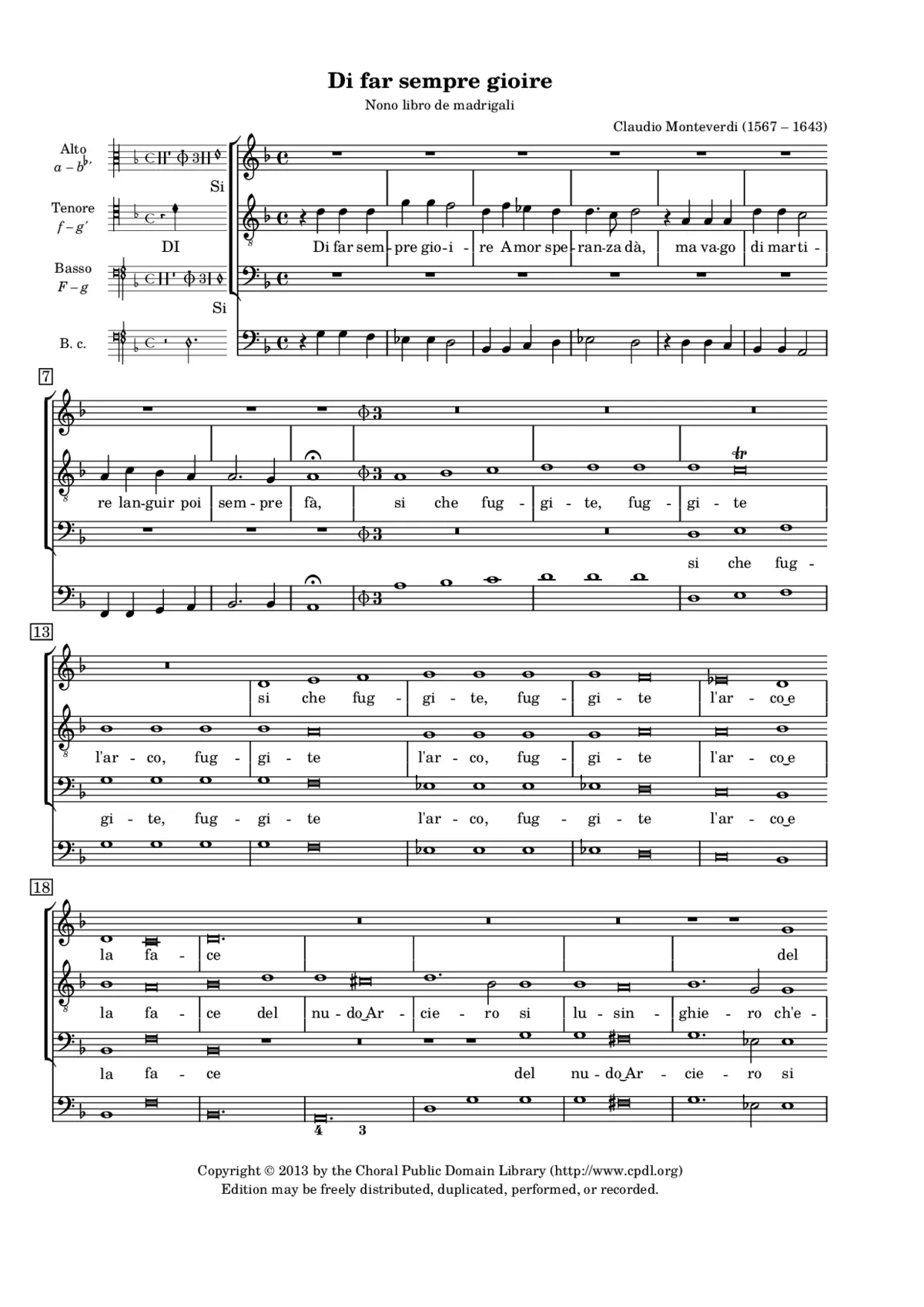 Di far sempre gioire amor speranza dà - Page 1