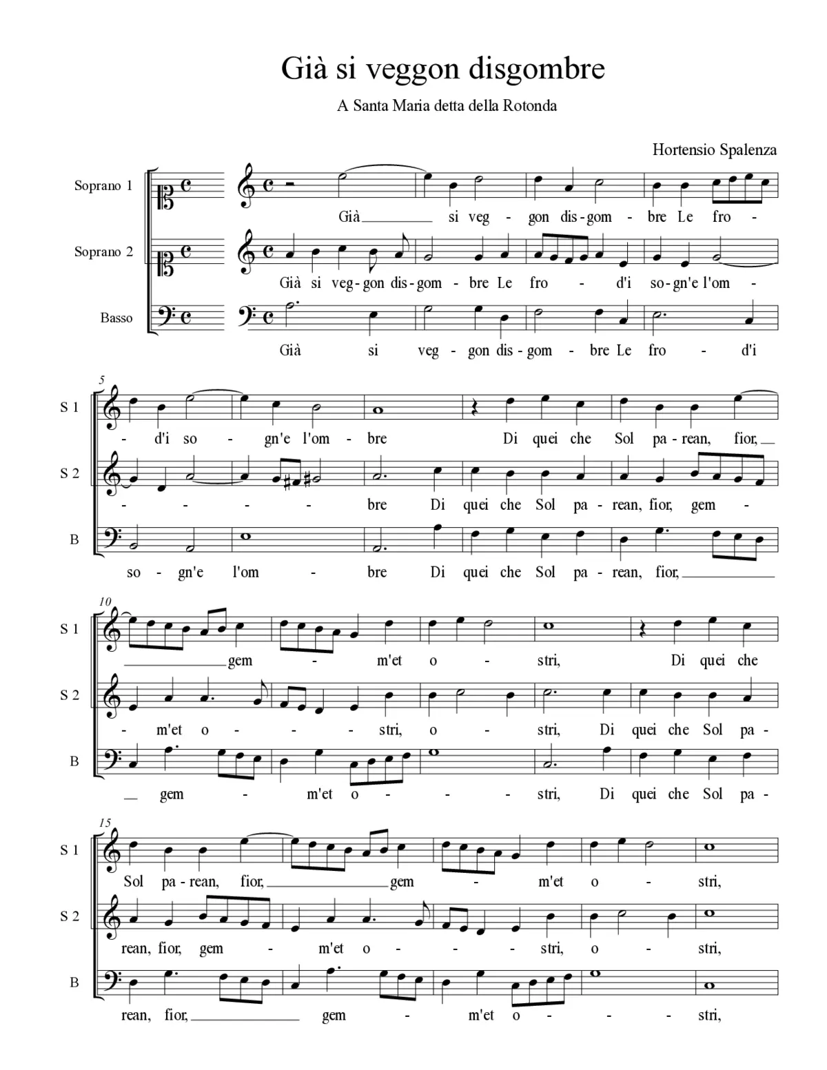 Già si veggon disgombre - Page 1