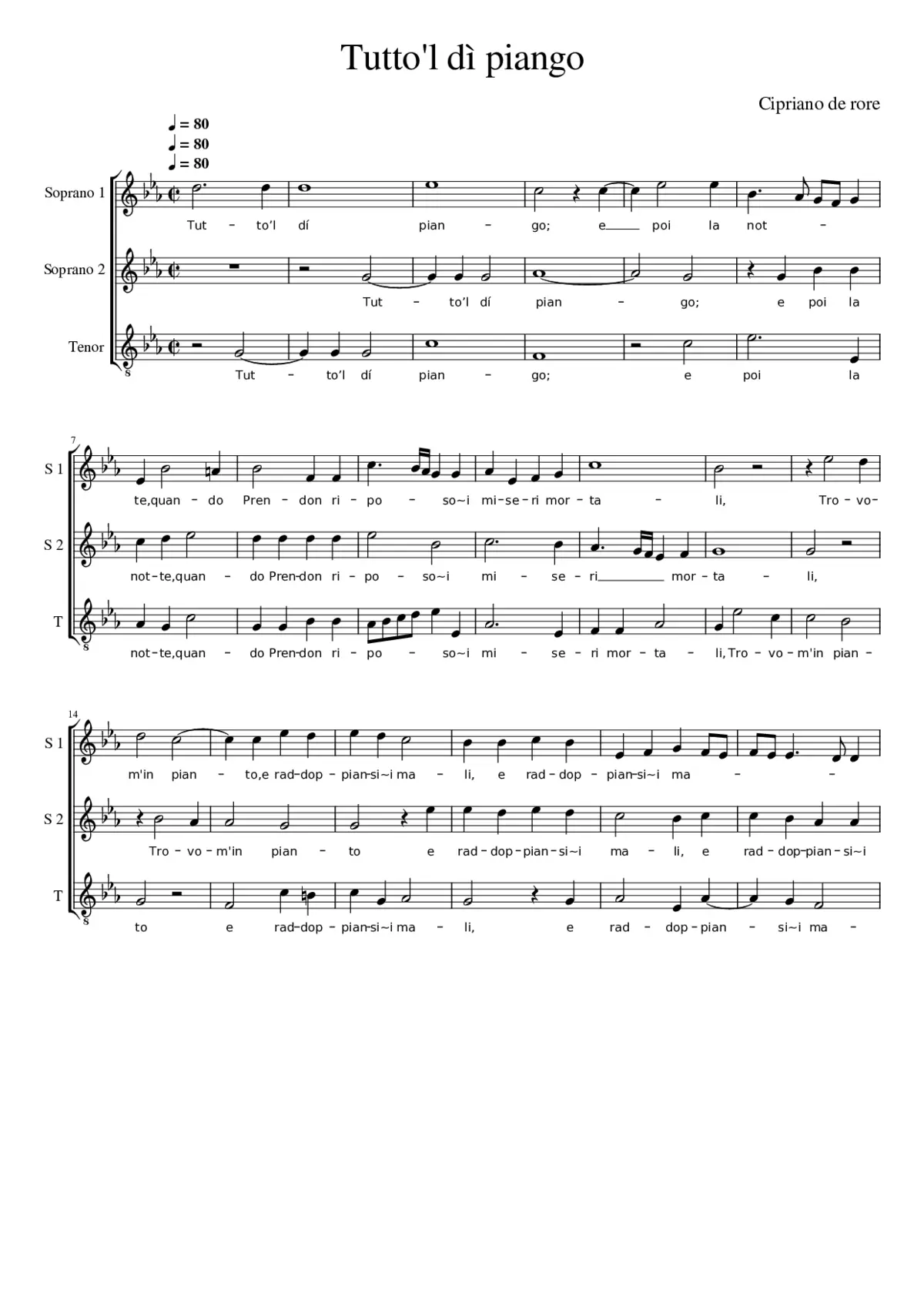 Tutto'l dì piango - Page 1