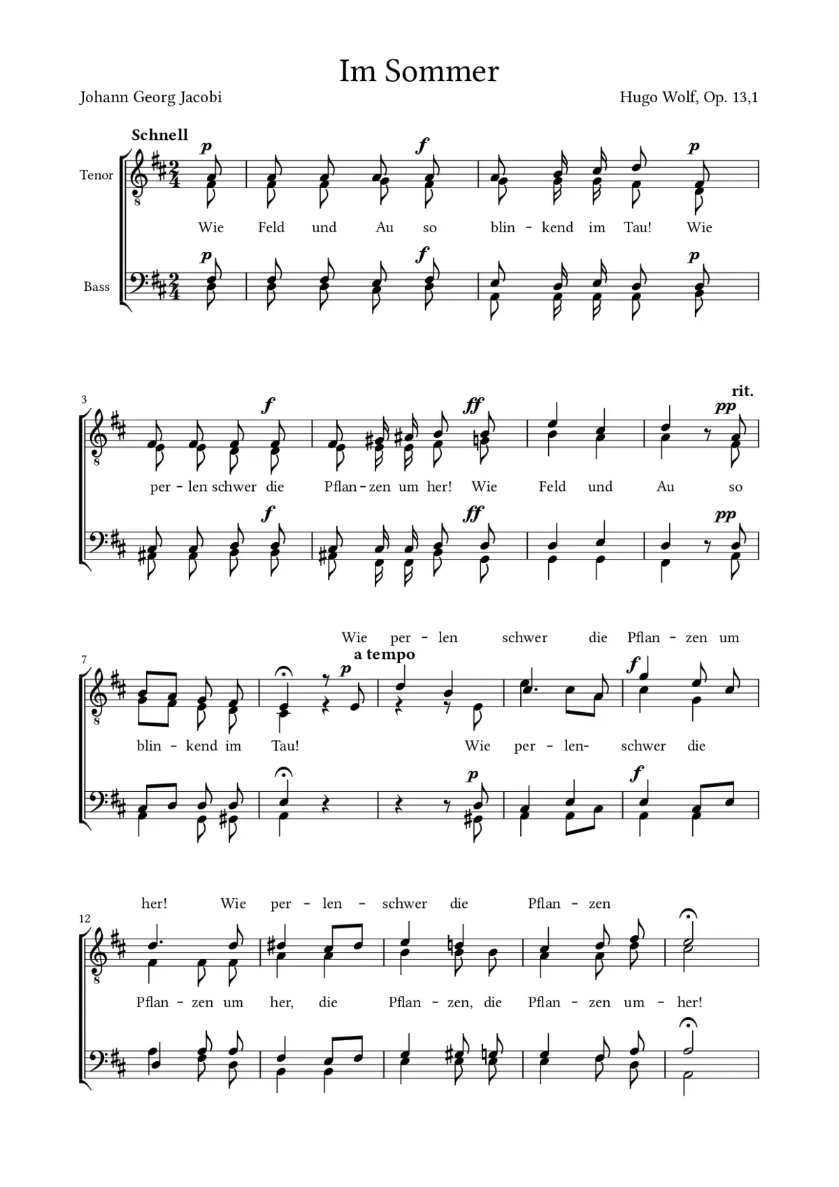 Im Sommer, Op. 13, No. 1 - Page 1