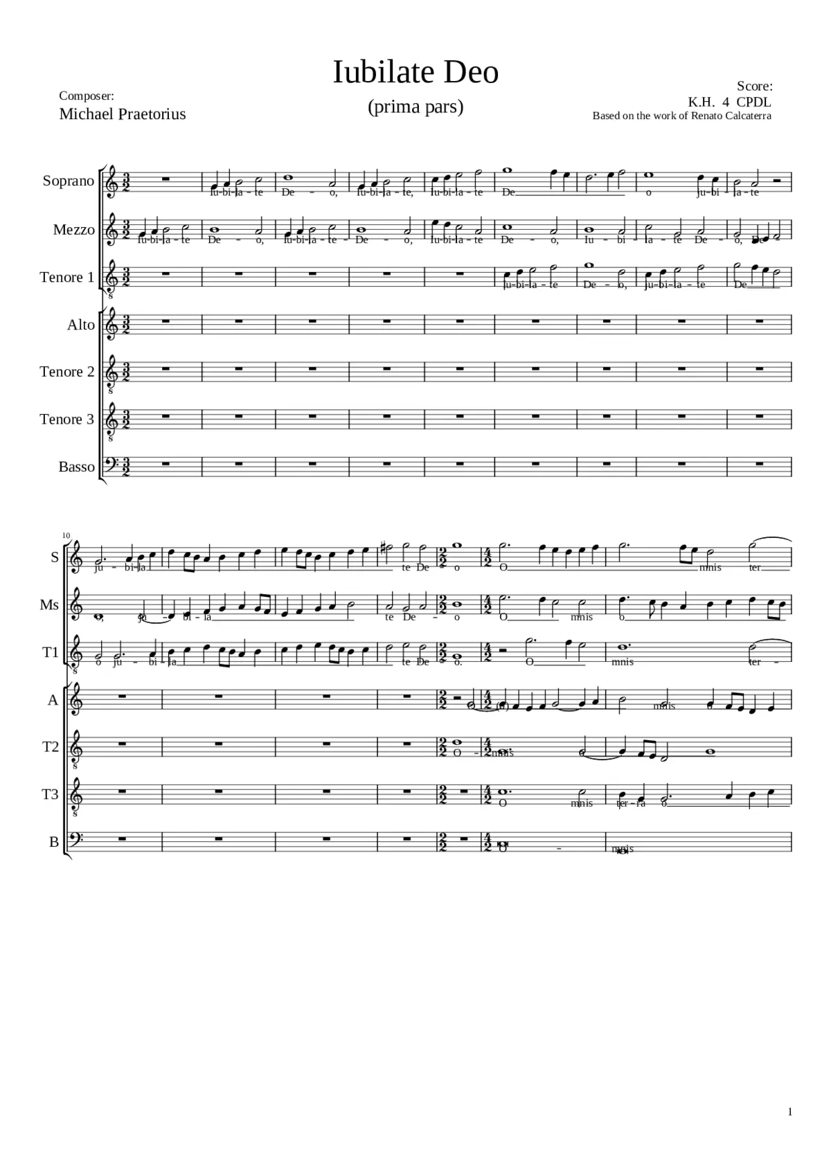 Iubilate Deo (prima pars) - Michael Praetorius - Page 1