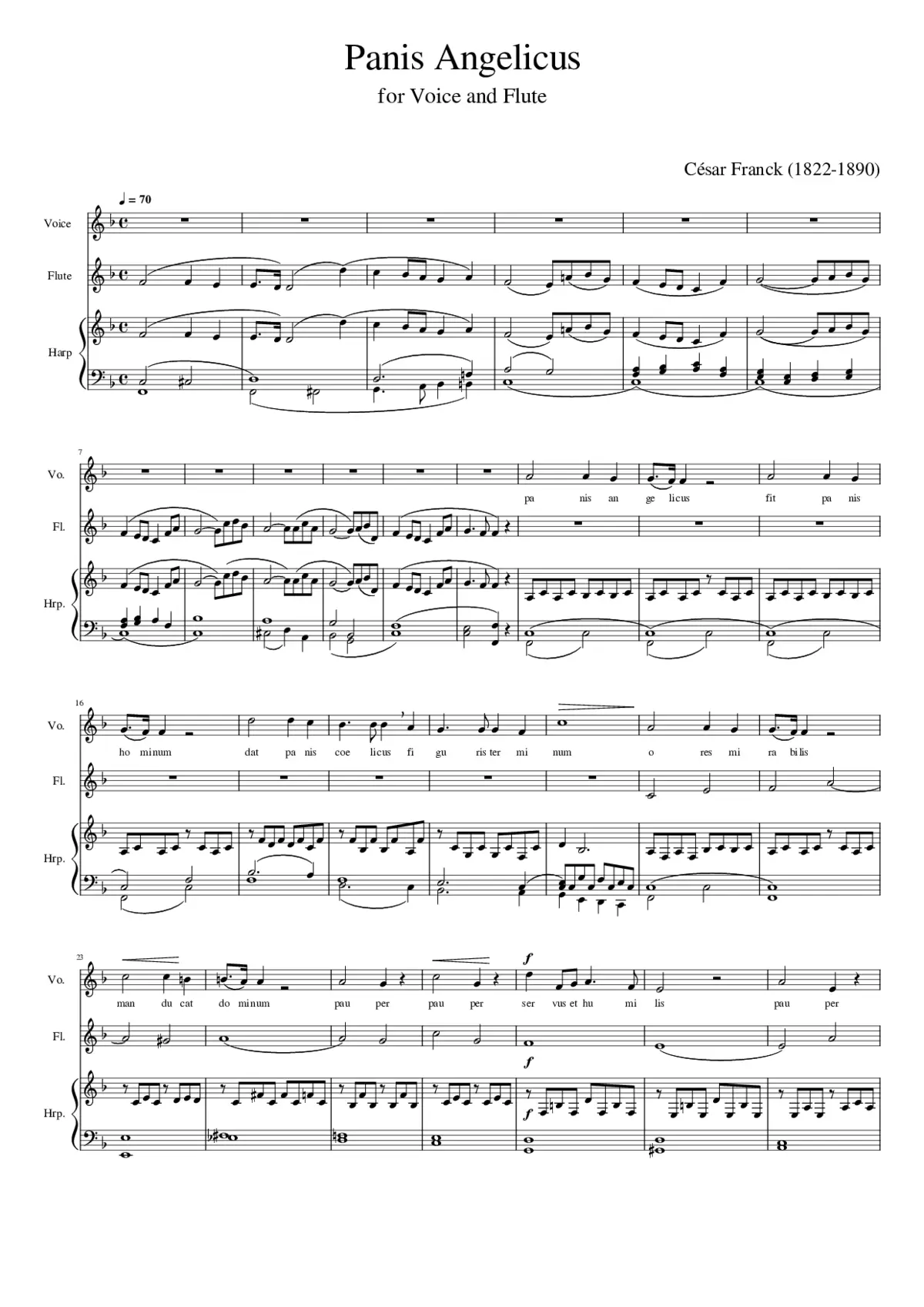 Franck - Panis Angelicus for Voice and Flute - Page 1