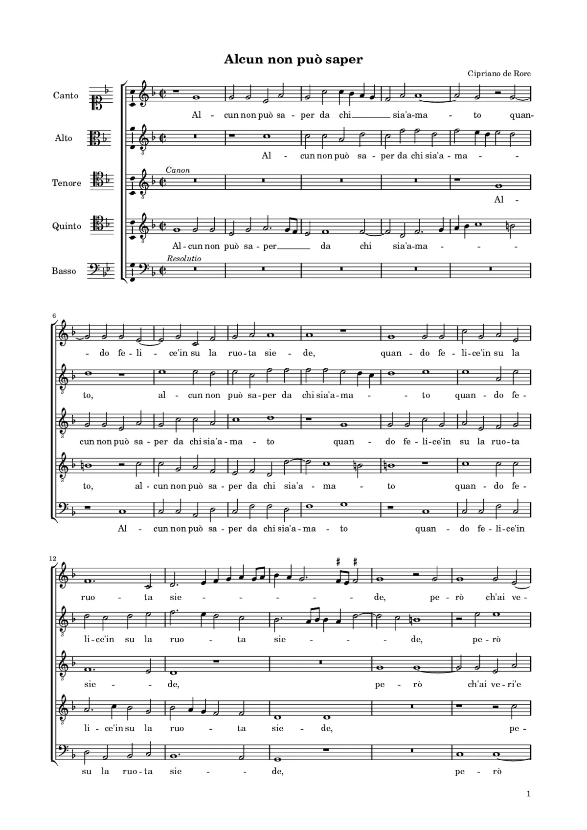 Alcun non puo saper - Page 1
