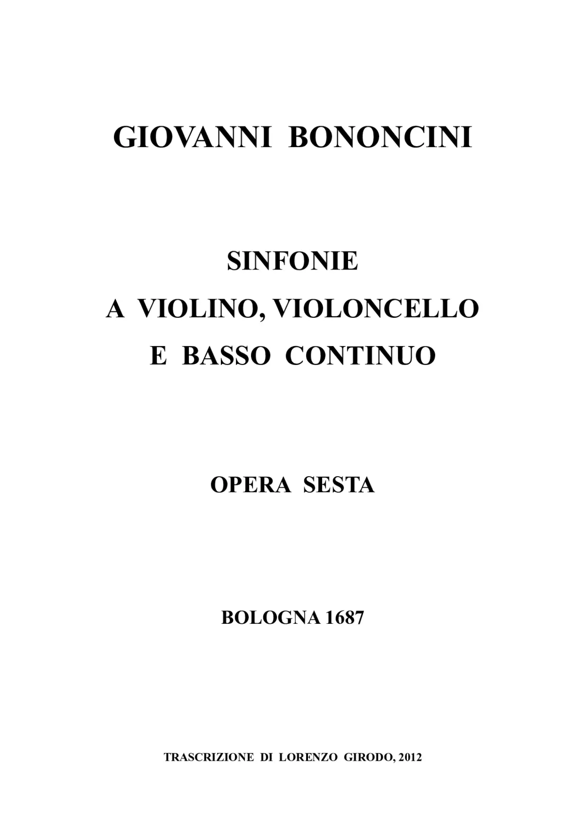 Sinfonie a Violino, Violoncello e Organo - Page 1