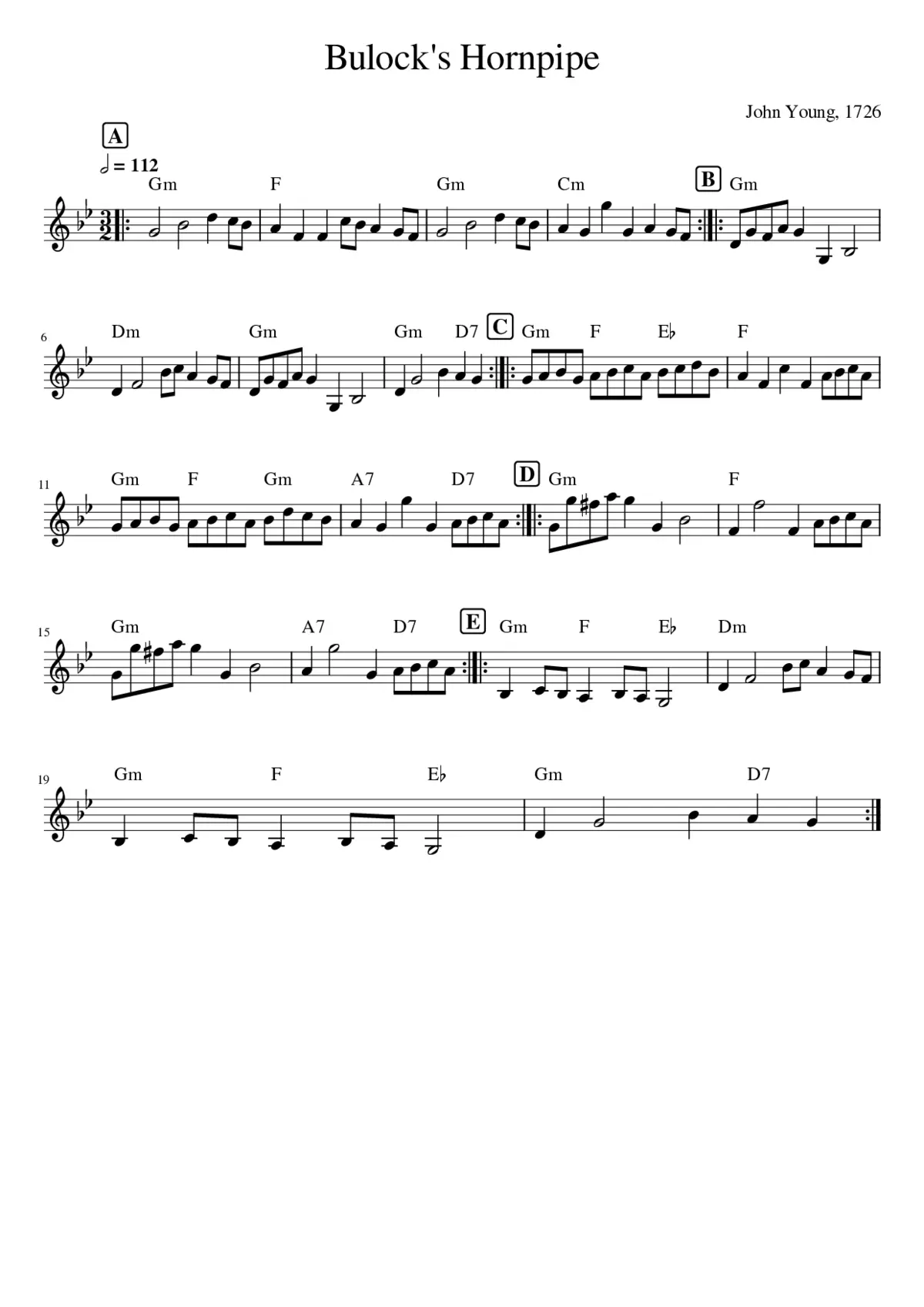 Bulock's Hornpipe - Page 1