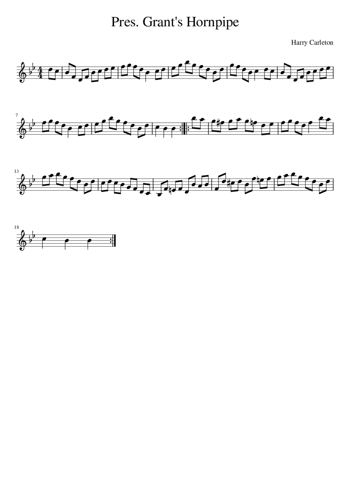 Pres. Grant's Hornpipe - Page 1