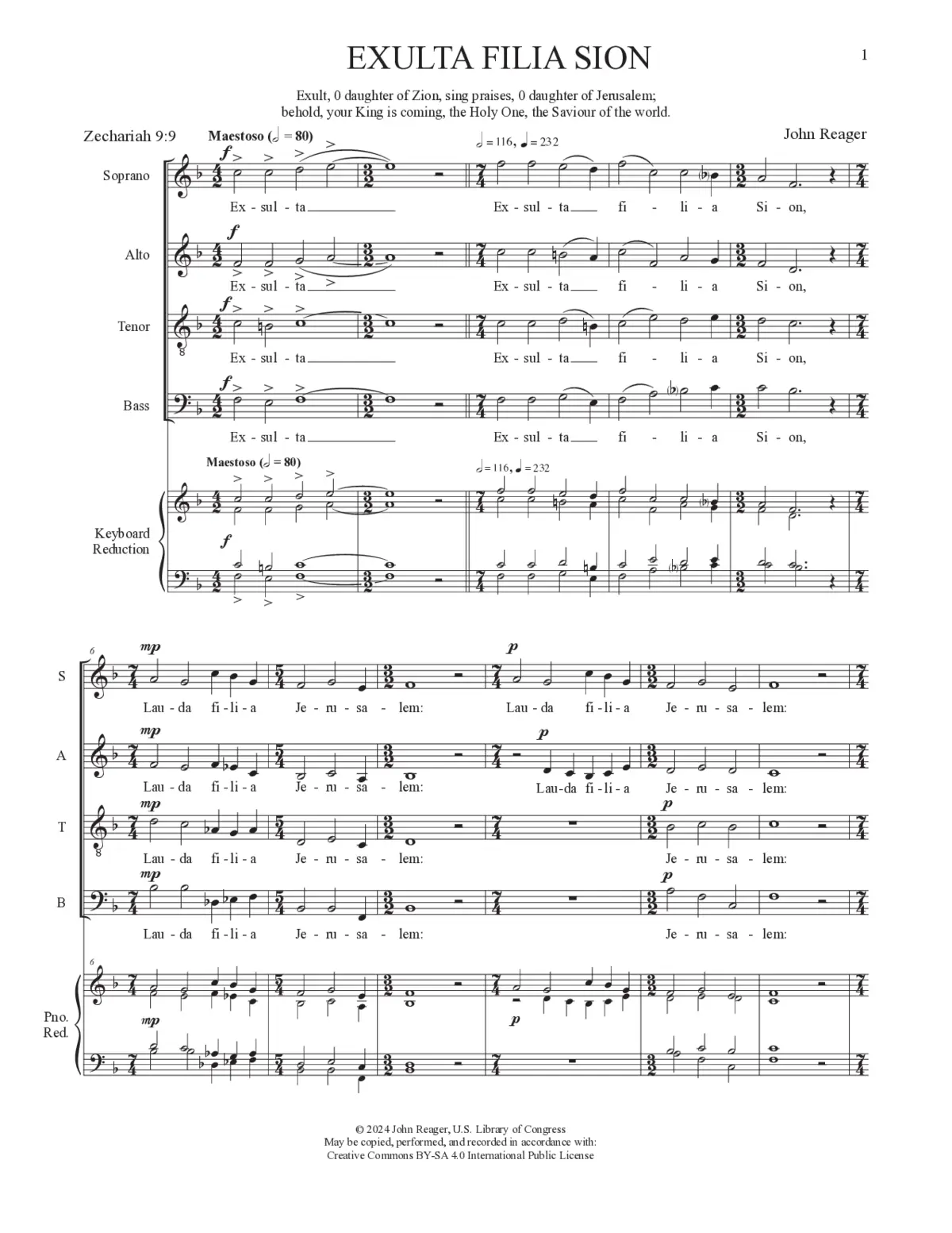 Exulta filia Sion - Page 1