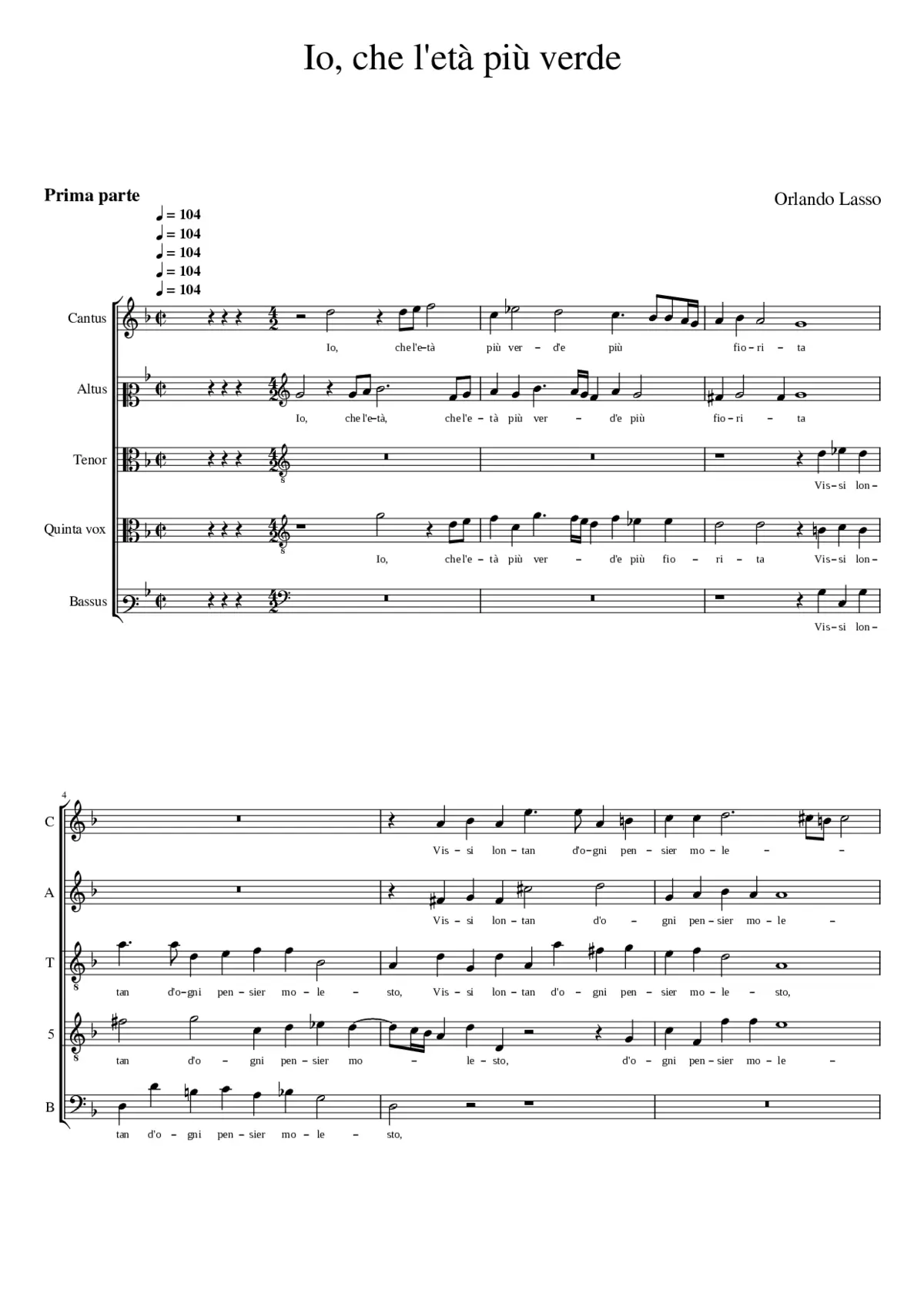 Io che l'età più verde - Page 1