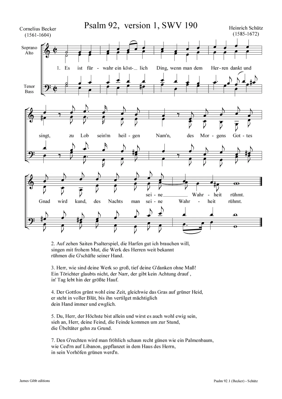 Es ist fürwahr ein köstlich Ding, SWV 190.1 - Page 1