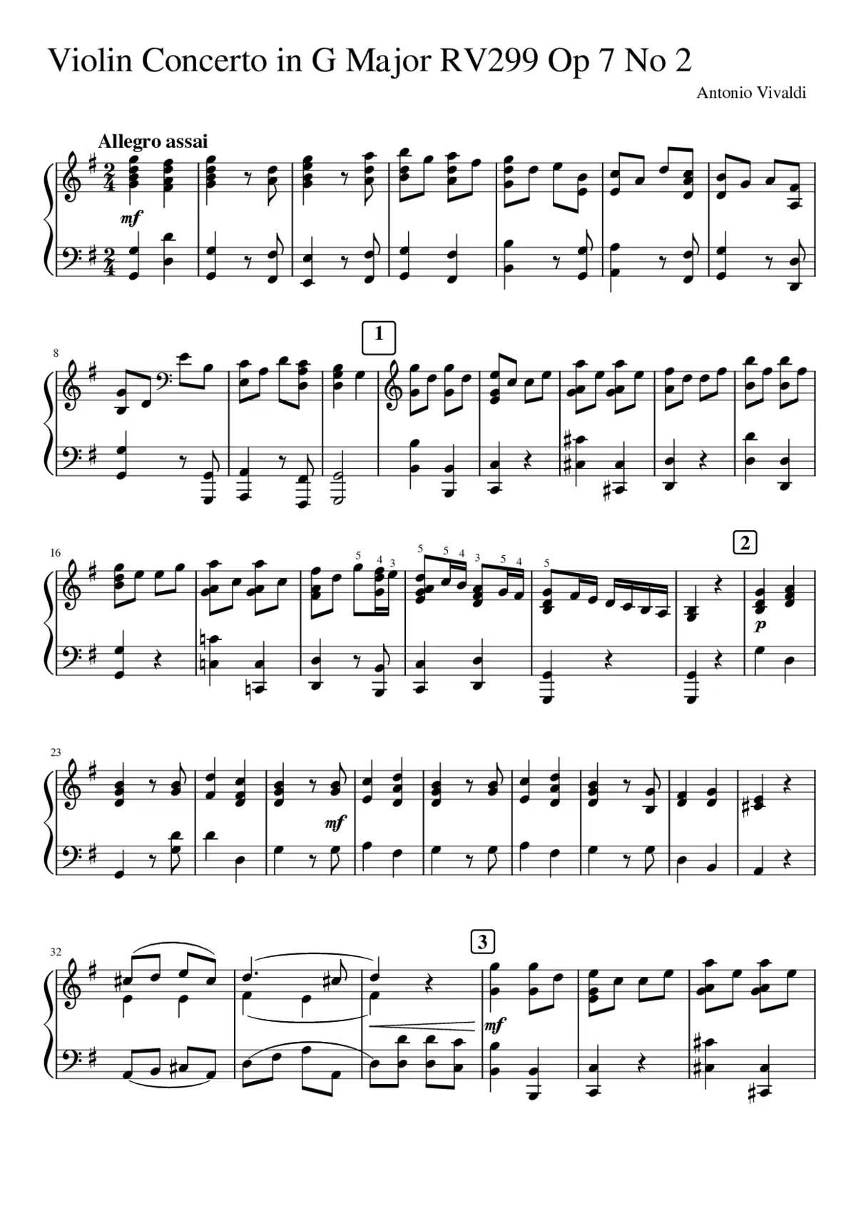 Violin Concerto in G major RV 310 - Page 1