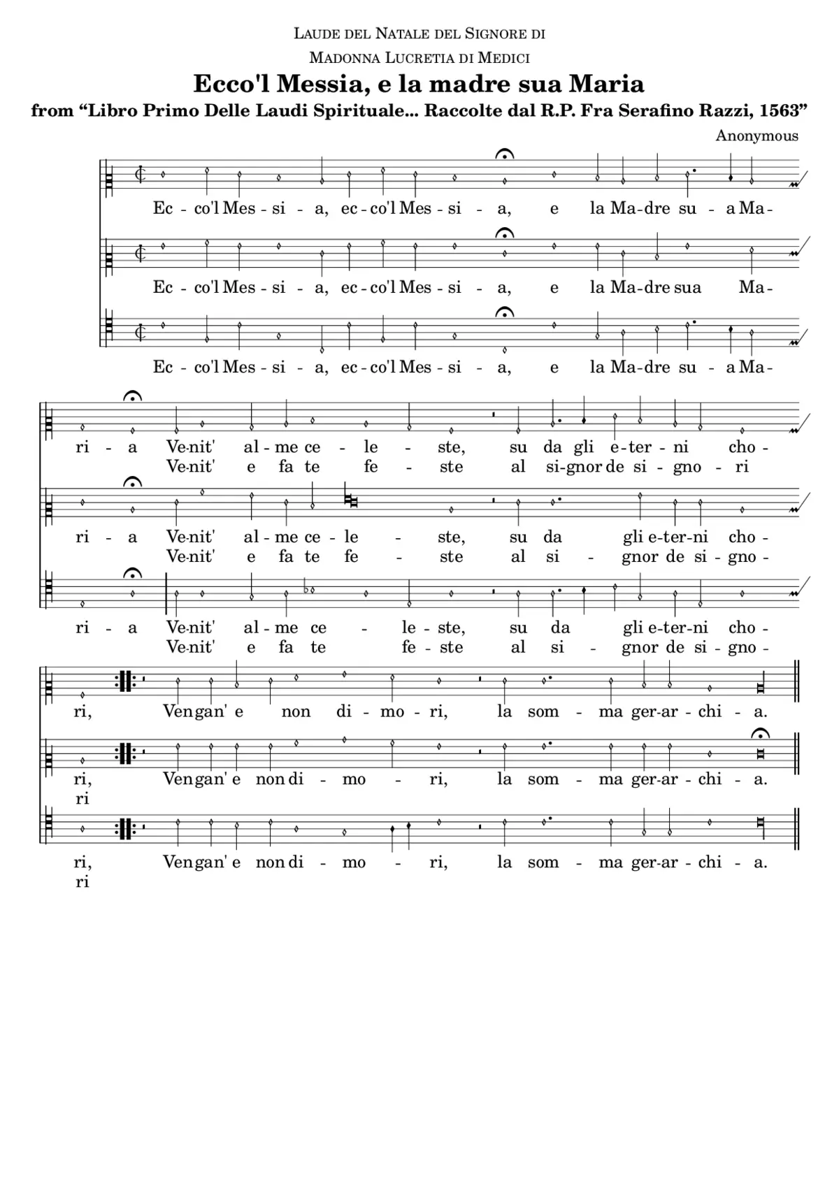 Ecco'l Messia, e la madre sua Maria - Page 1