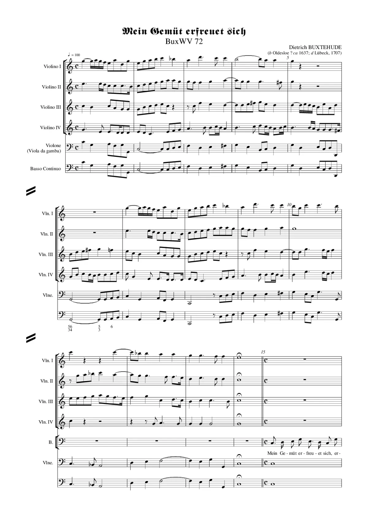 Mein Gemüt erfreuet sich (BuxWV 72) - Page 1