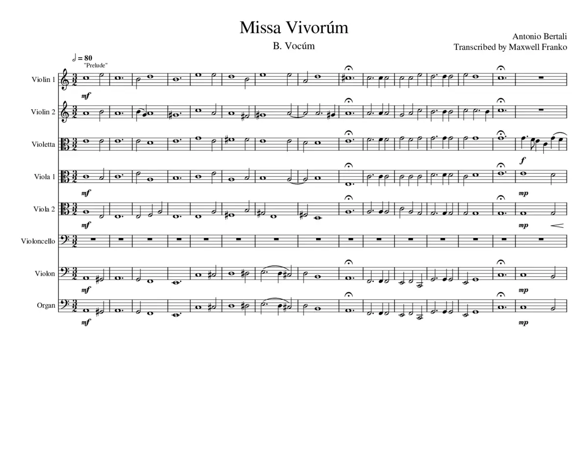 Missa VivoruÌm by Antonio Bertali - Page 1