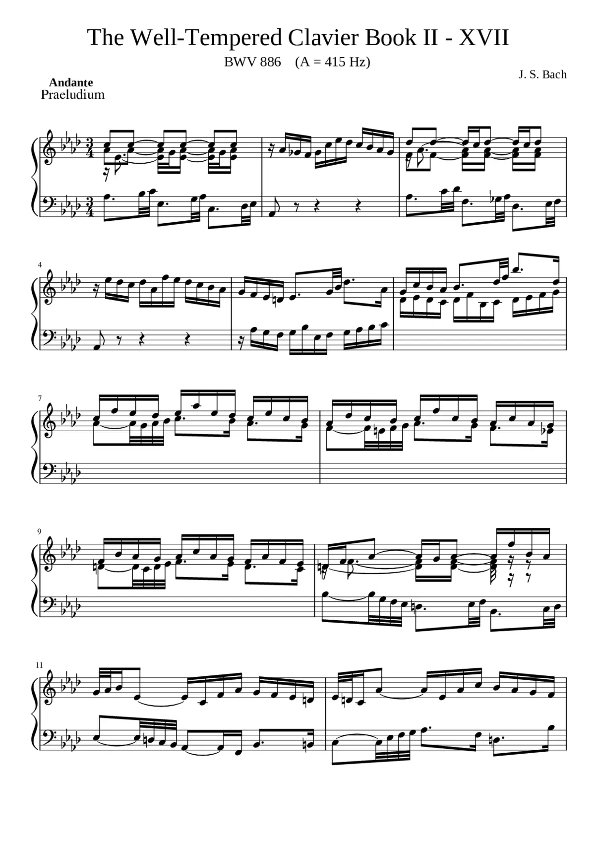 Prelude and Fugue in A-flat major BWV 886 - Page 1