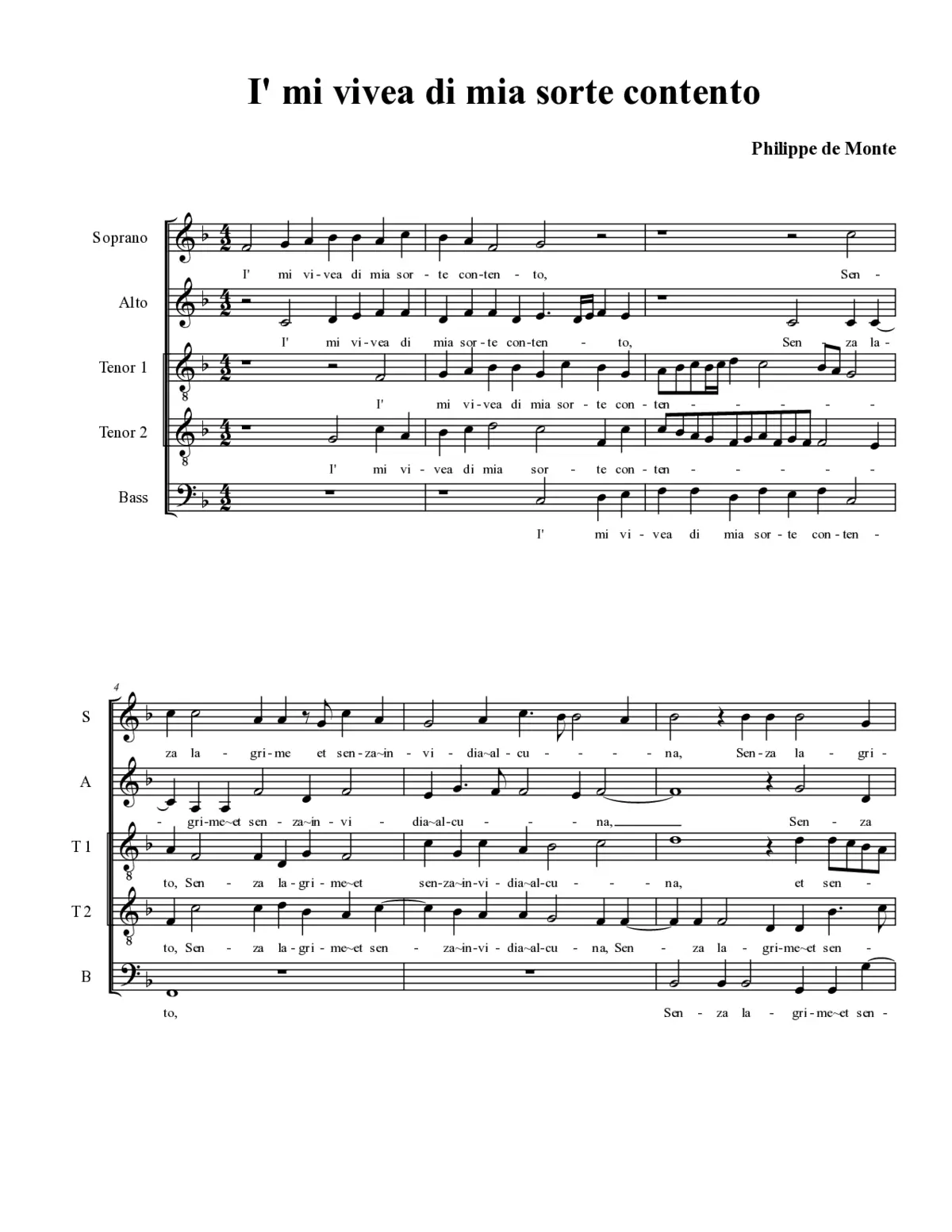 I' mi vivea di mia sorte contento - Page 1