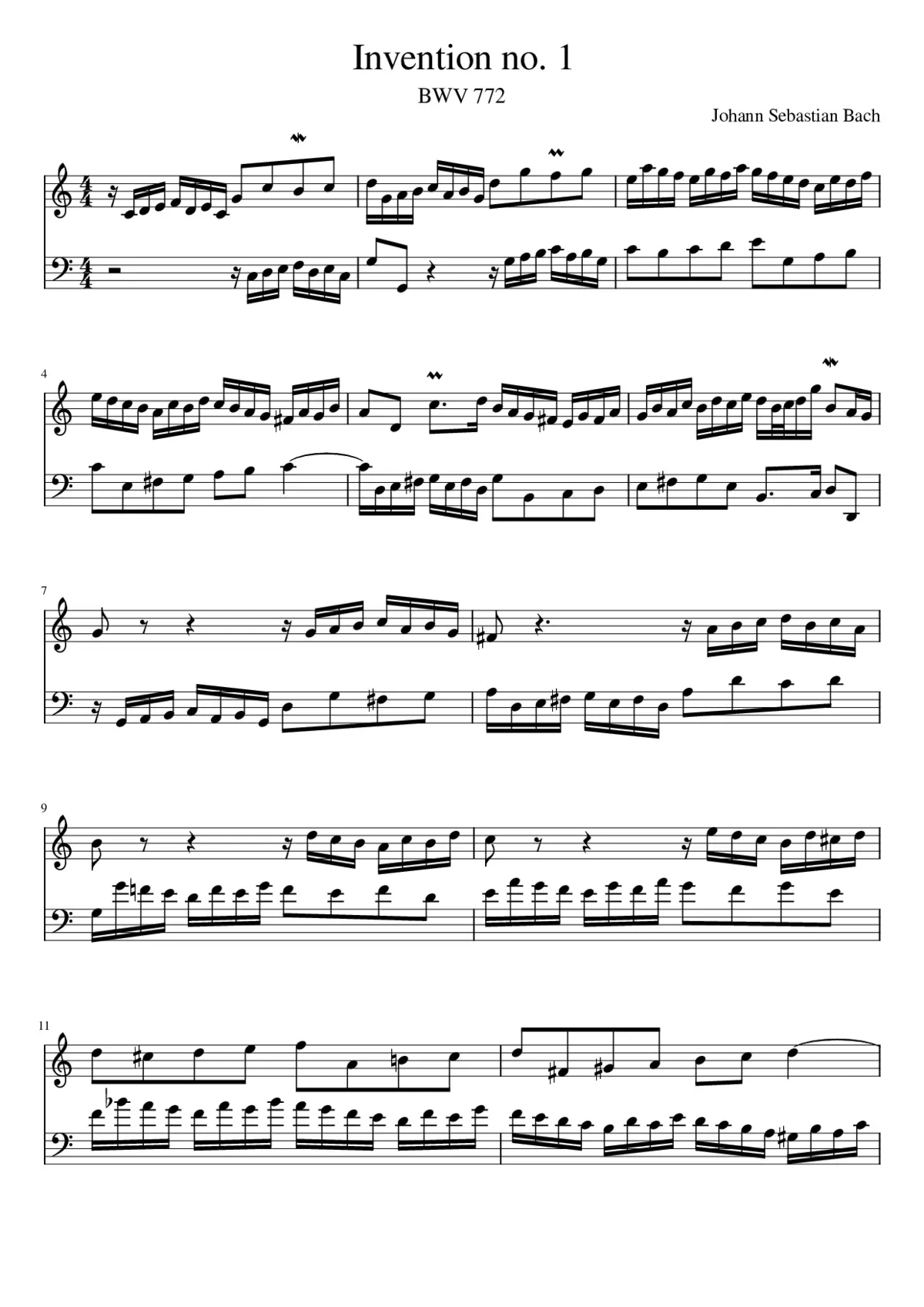 Invention in C major BWV 772 - Page 1