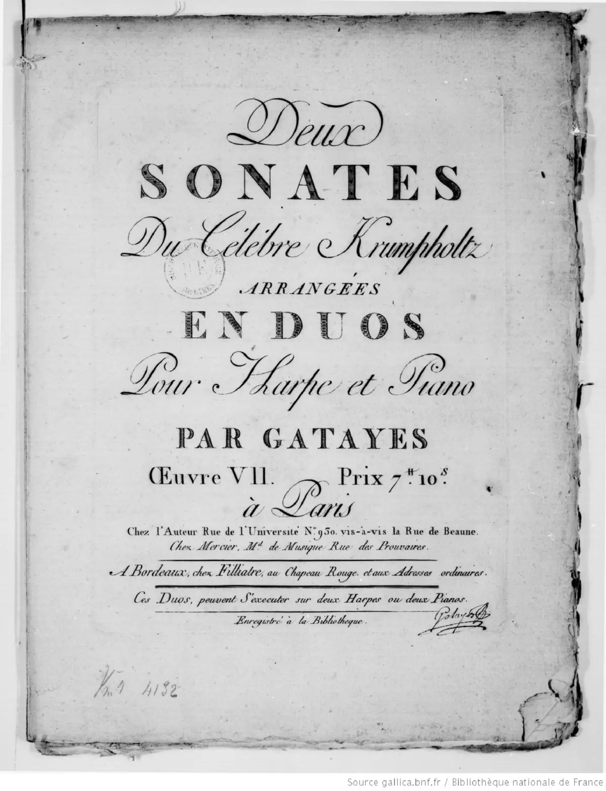 2 Sonates de Krumpholtz arrangées en Duos pour Harpe et Piano - Page 1