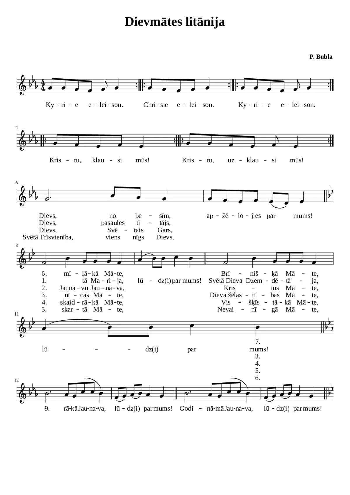 DievmÄtes litÄnija (Äehu melodija) (Litanie k PannÄ Marii) - Page 1