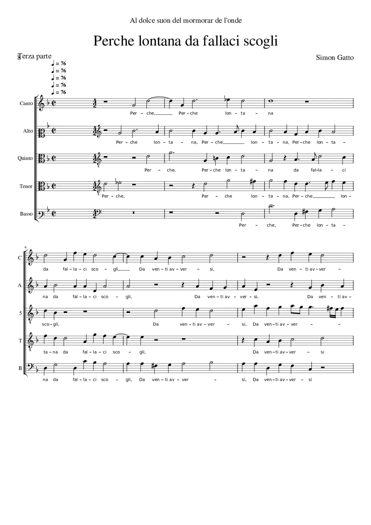 Perche lontana da fallaci scogli - Page 1