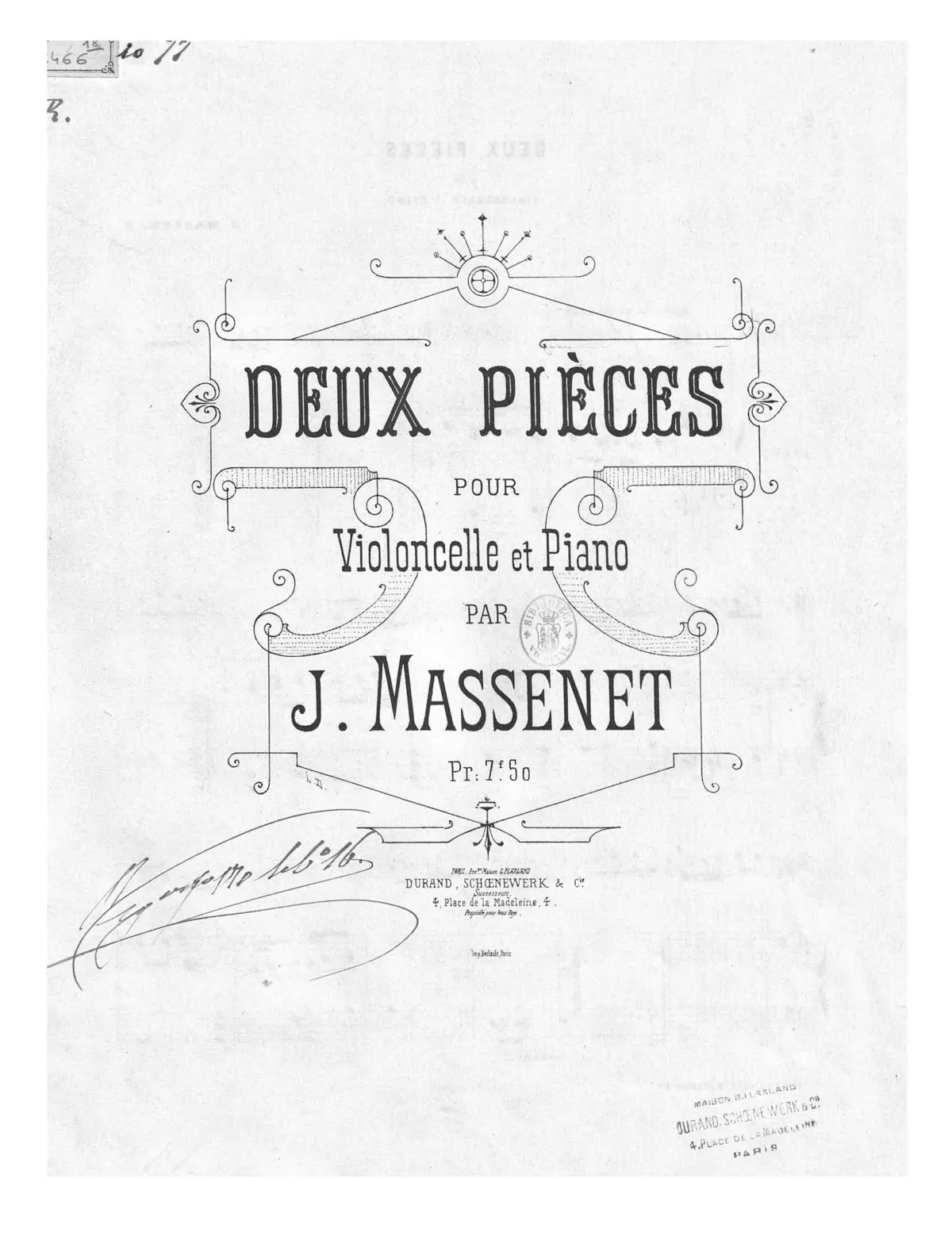 Deux pièces pour violoncelle et piano - Page 1