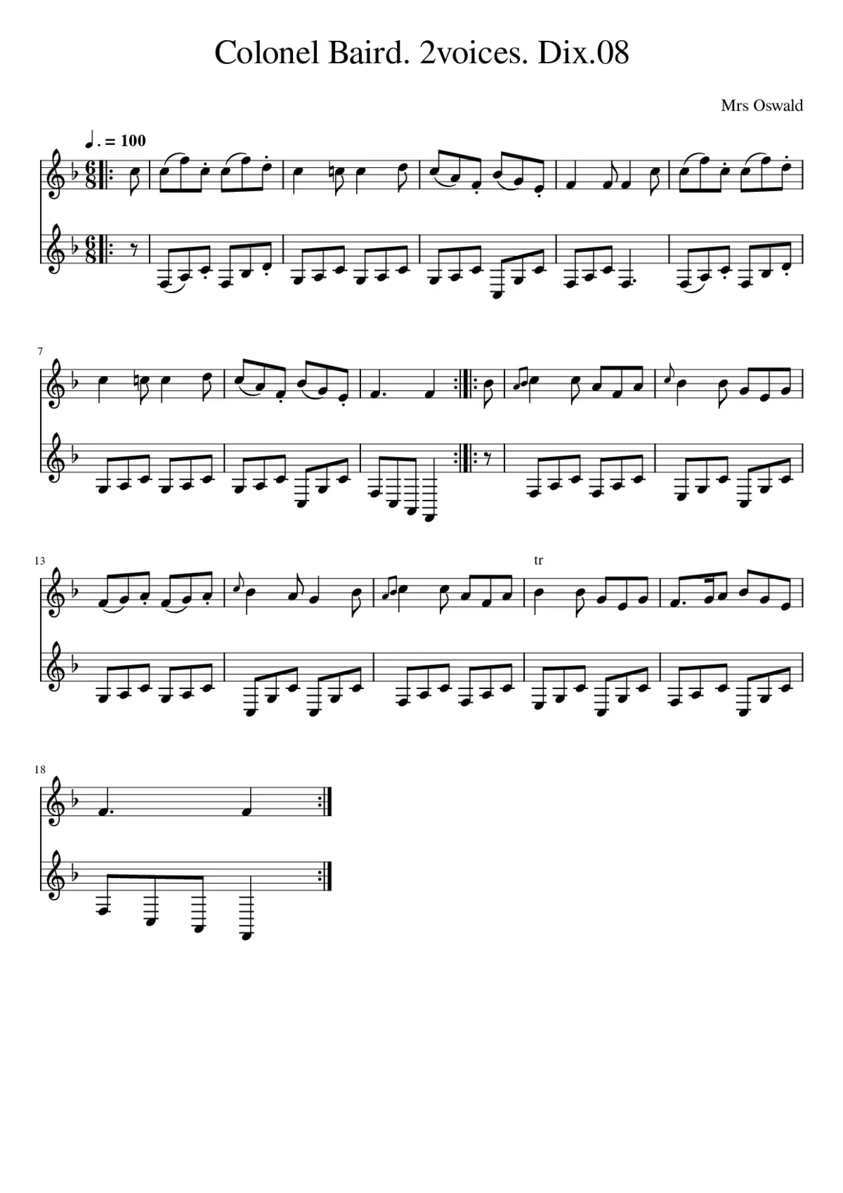 Colonel Baird. 2voices. Dix.08 - Page 1