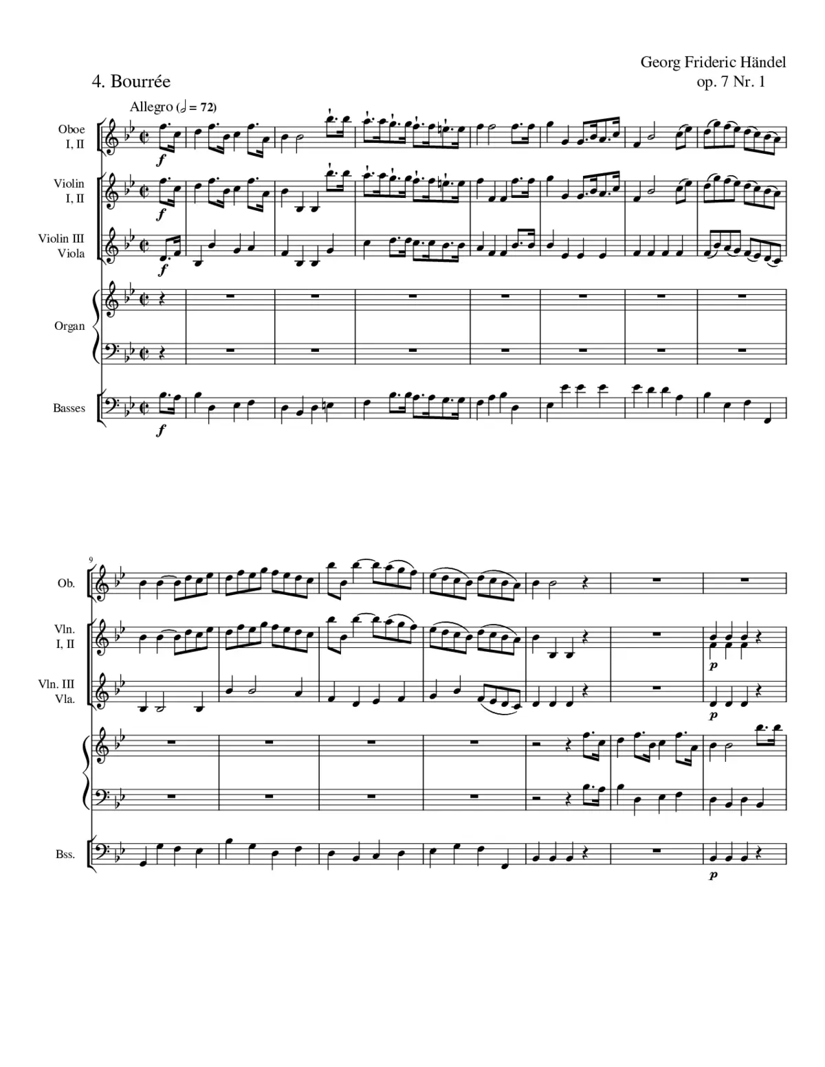 Handel - Organ Concerto Op. 7 No. 1 HWV 306: IV - Page 1